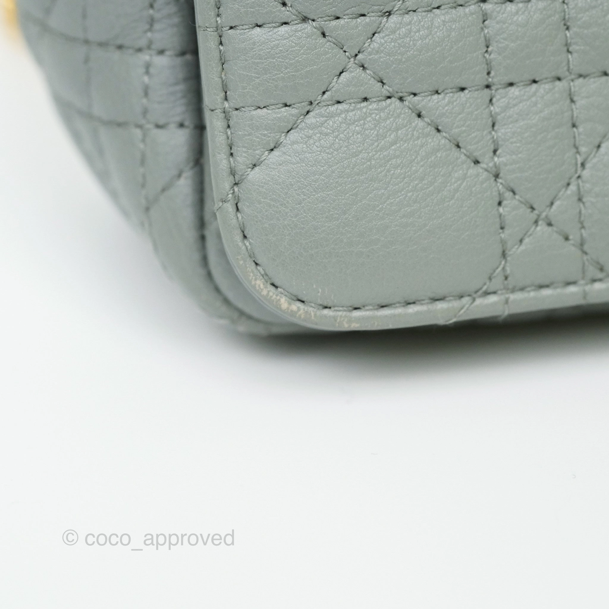Dior Small Caro Bag Grey Supple Cannage Calfskin