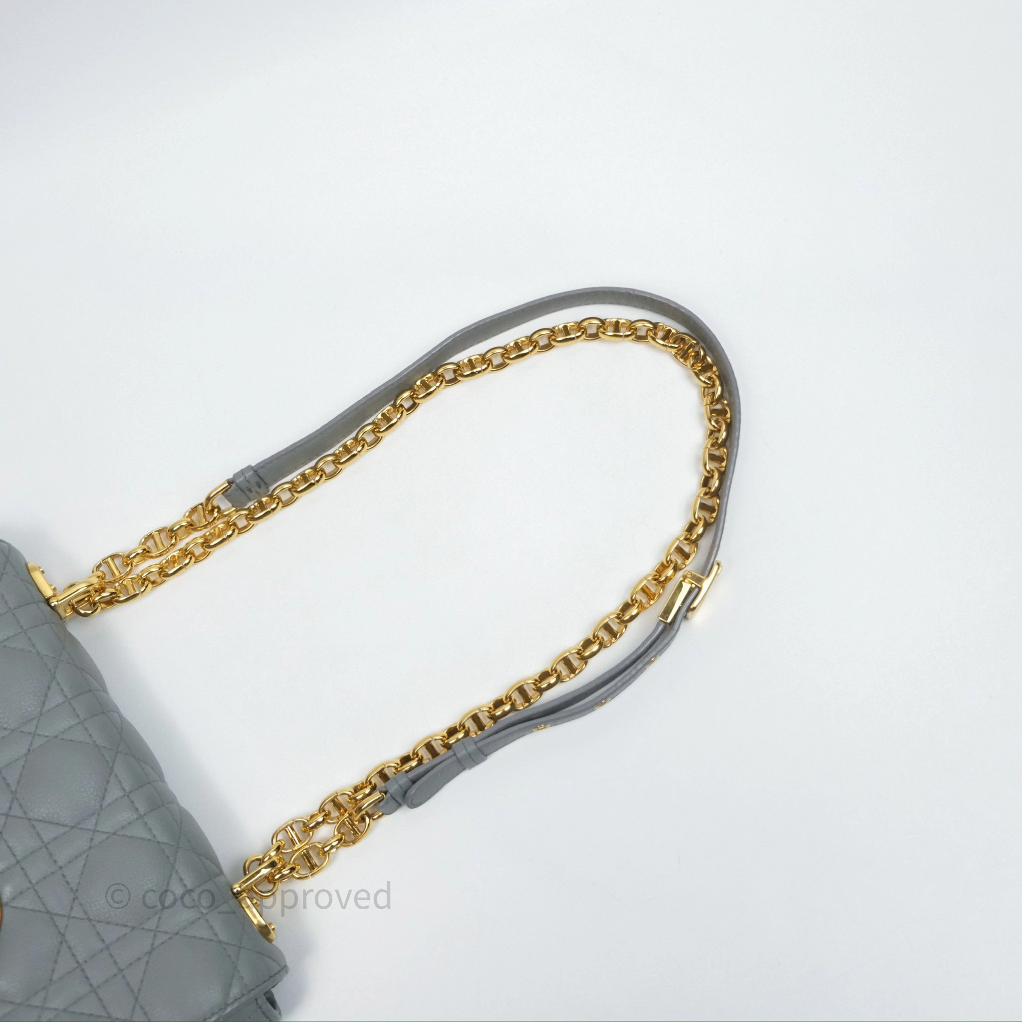 Dior Small Caro Bag Grey Supple Cannage Calfskin