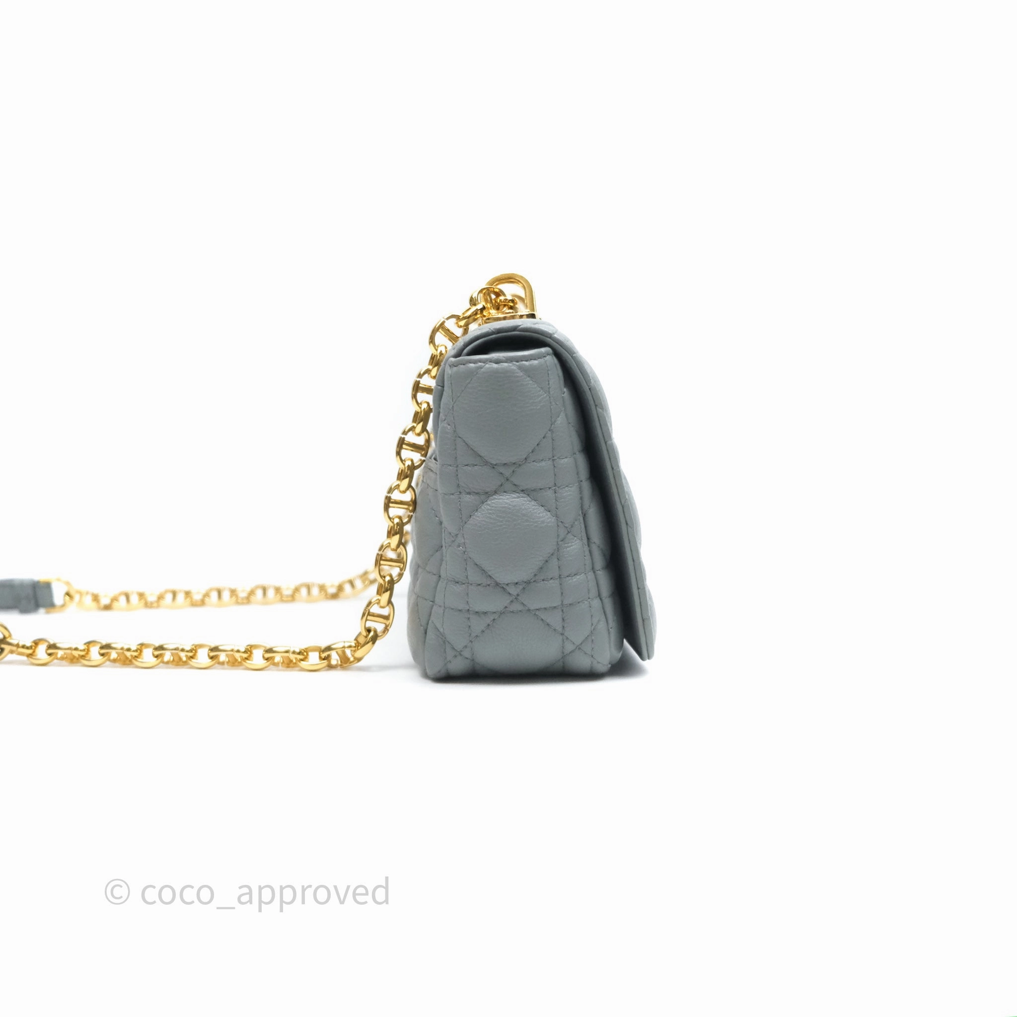 Dior Small Caro Bag Grey Supple Cannage Calfskin