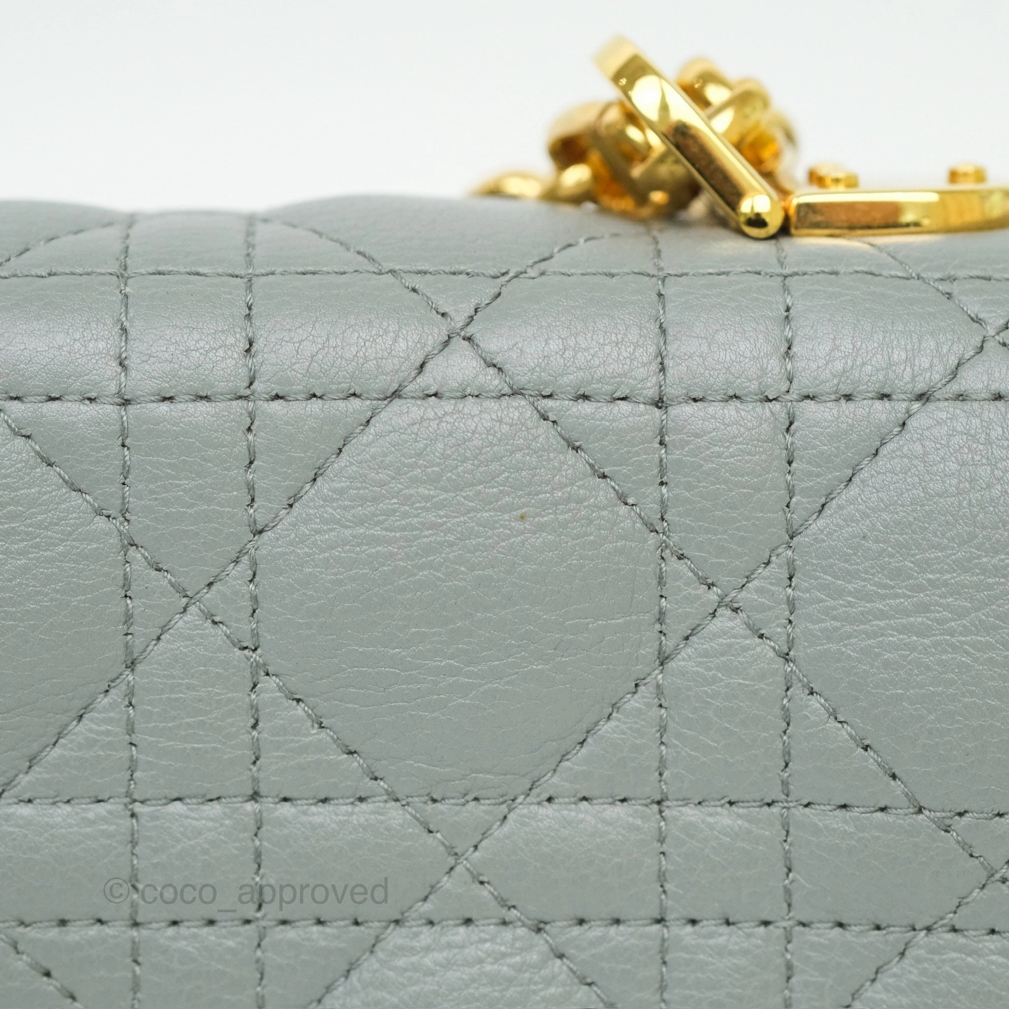 Dior Small Caro Bag Grey Supple Cannage Calfskin