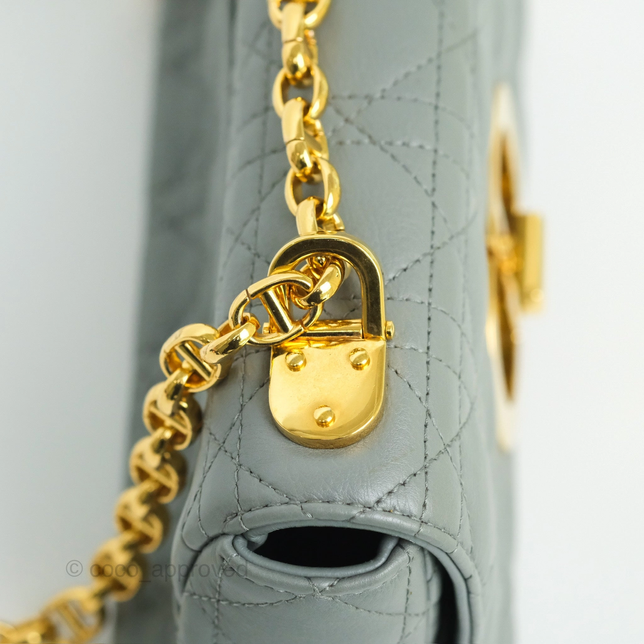 Dior Small Caro Bag Grey Supple Cannage Calfskin
