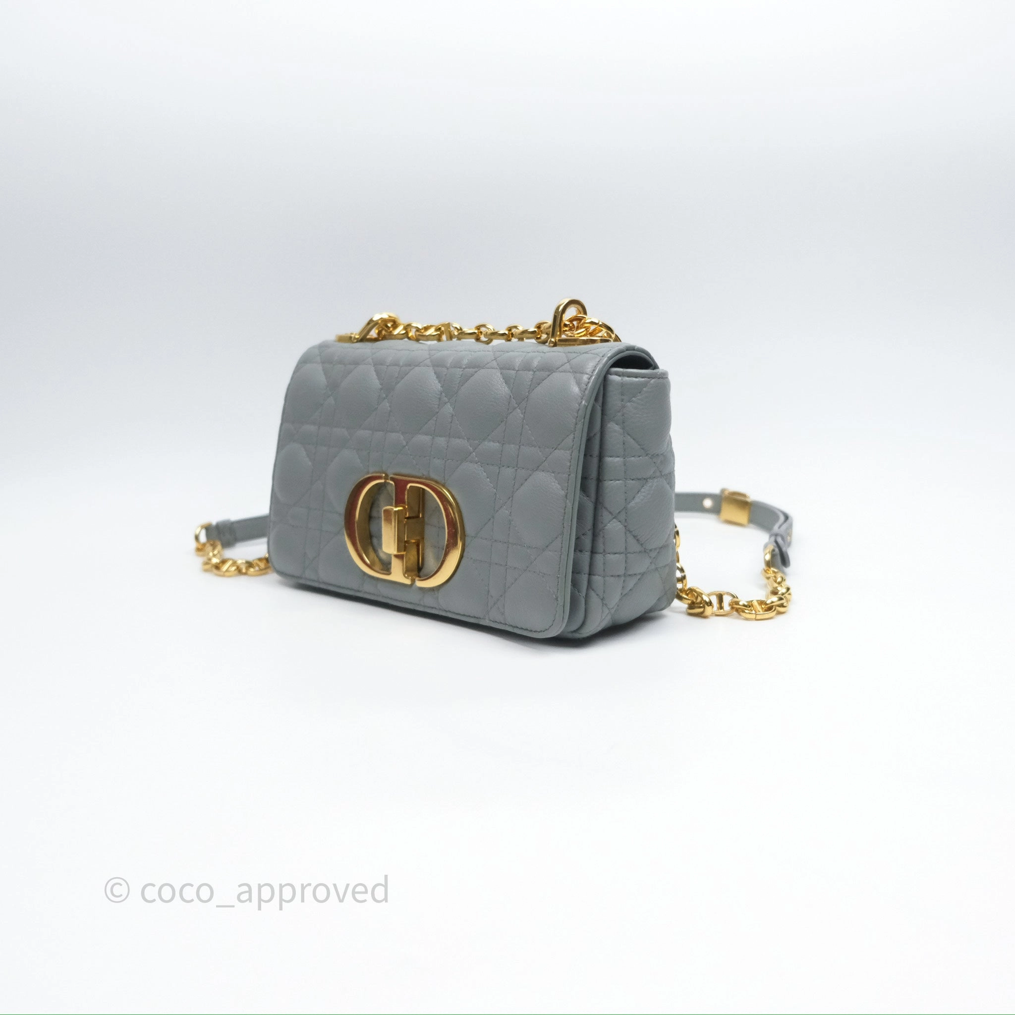 Dior Small Caro Bag Grey Supple Cannage Calfskin