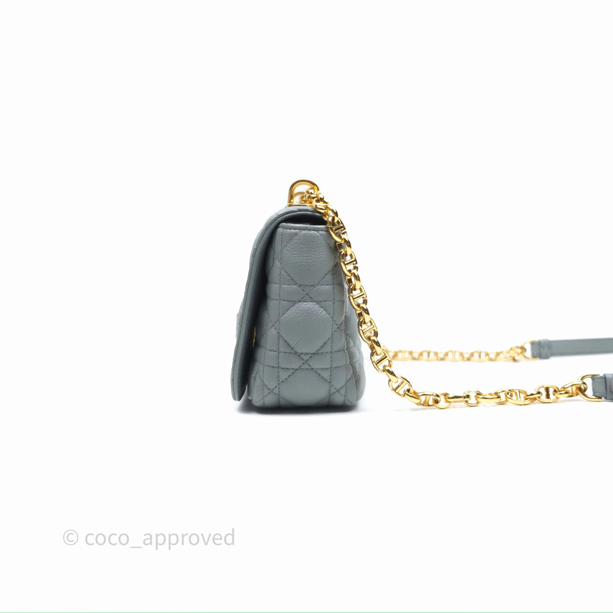 Dior Small Caro Bag Grey Supple Cannage Calfskin