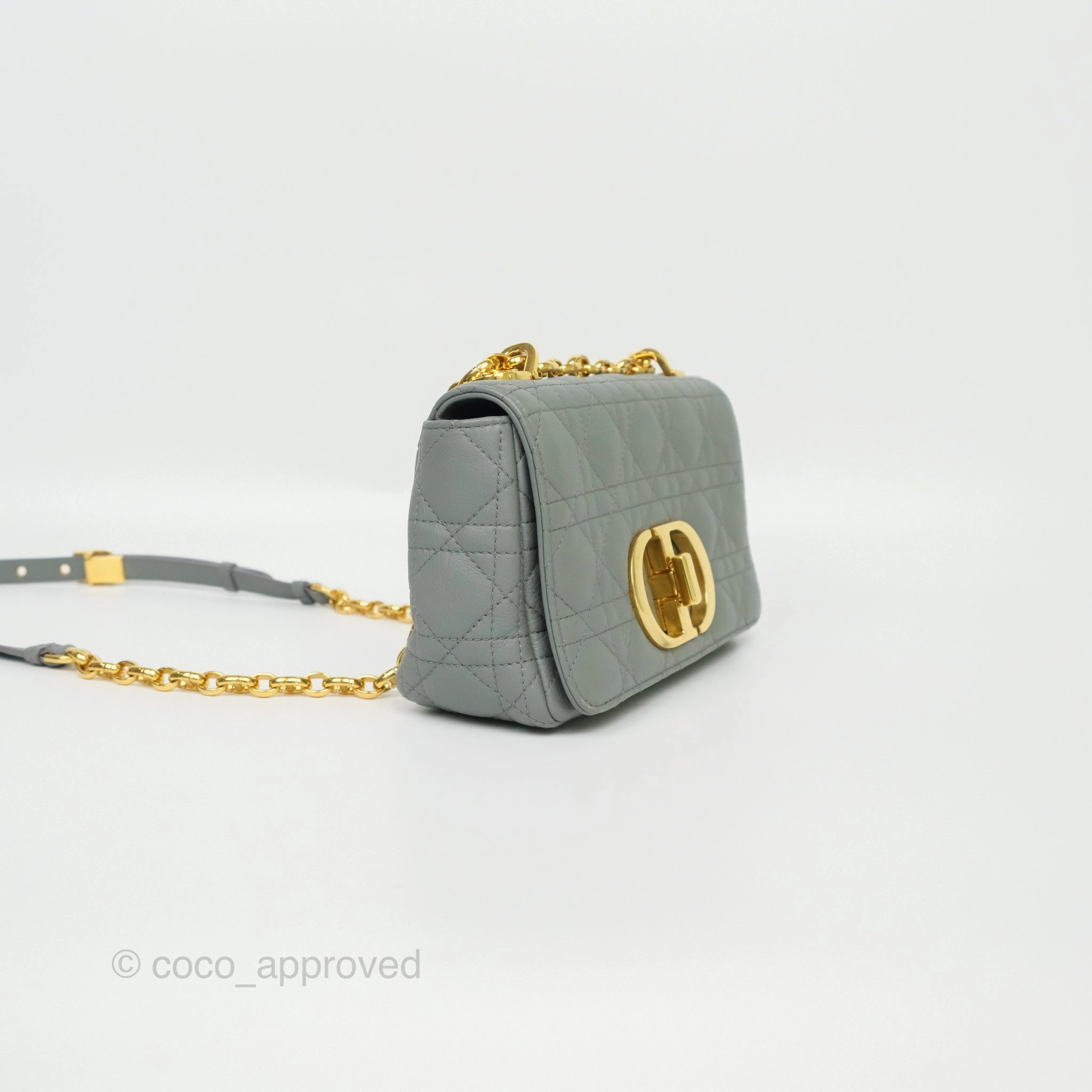 Dior Small Caro Bag Grey Supple Cannage Calfskin