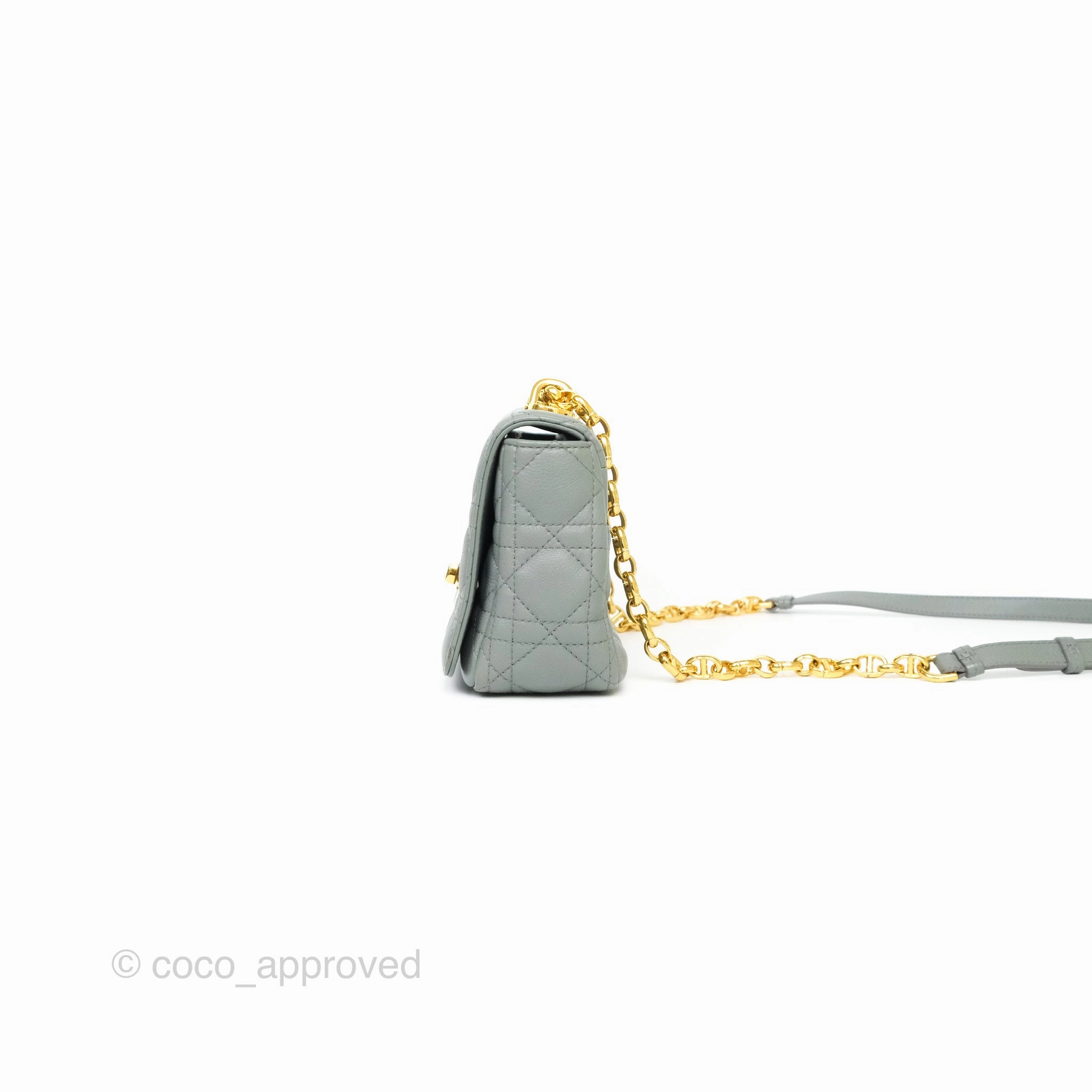 Dior Small Caro Bag Grey Supple Cannage Calfskin