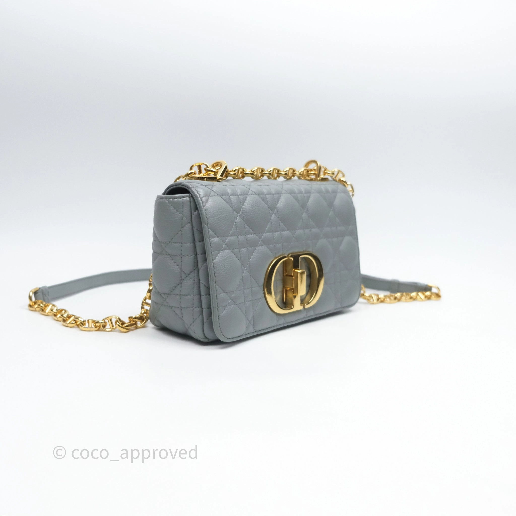 Dior Small Caro Bag Grey Supple Cannage Calfskin
