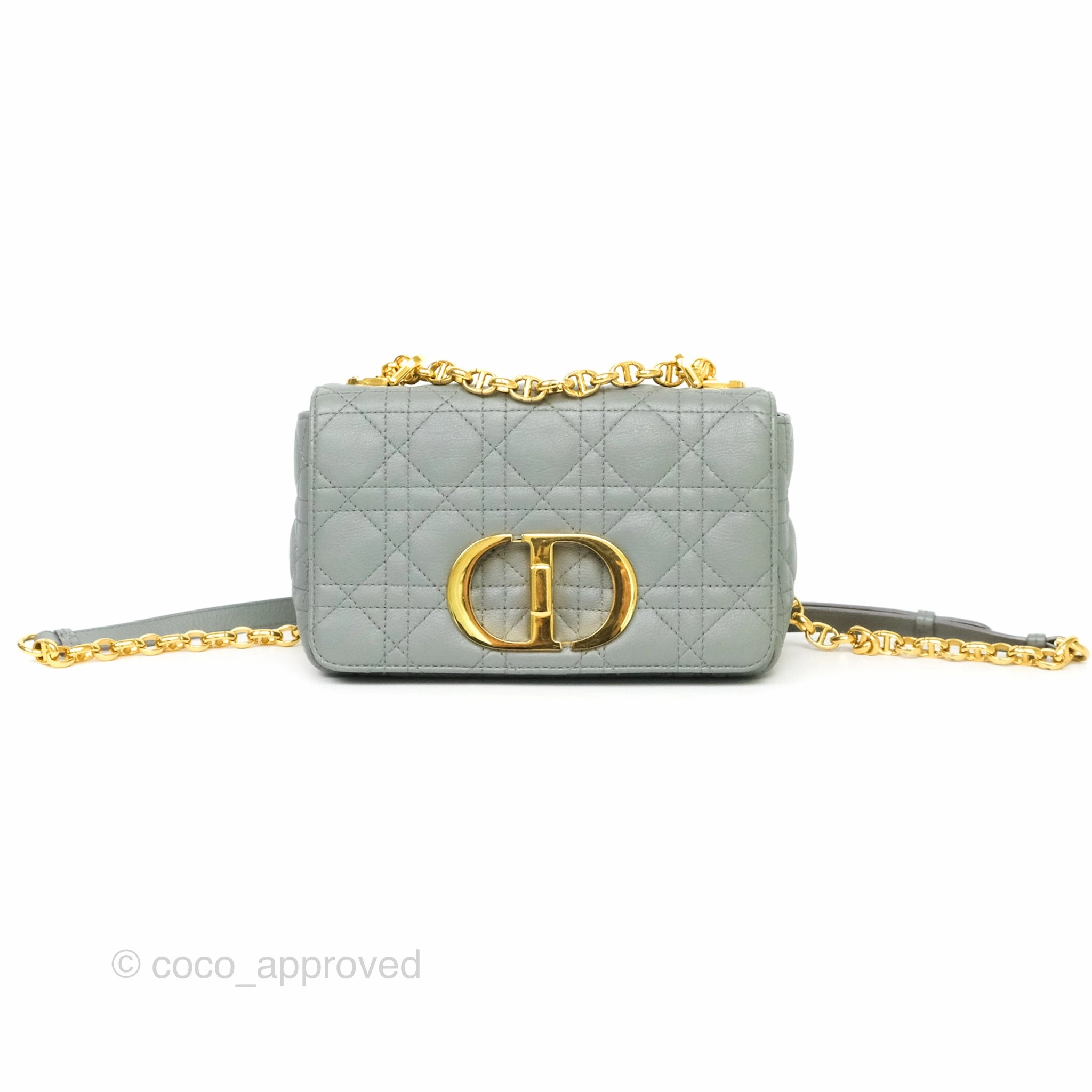Dior Small Caro Bag Grey Supple Cannage Calfskin