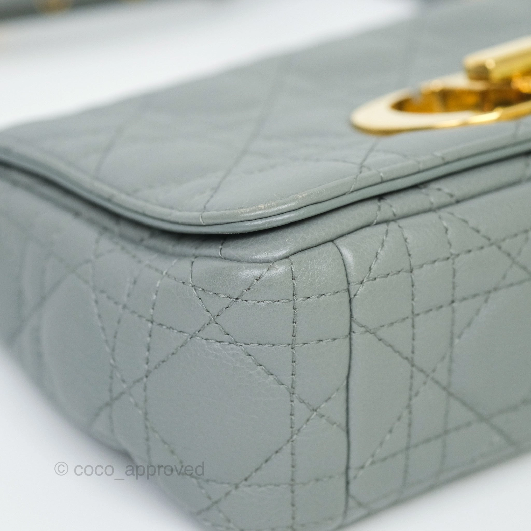 Dior Small Caro Bag Grey Supple Cannage Calfskin