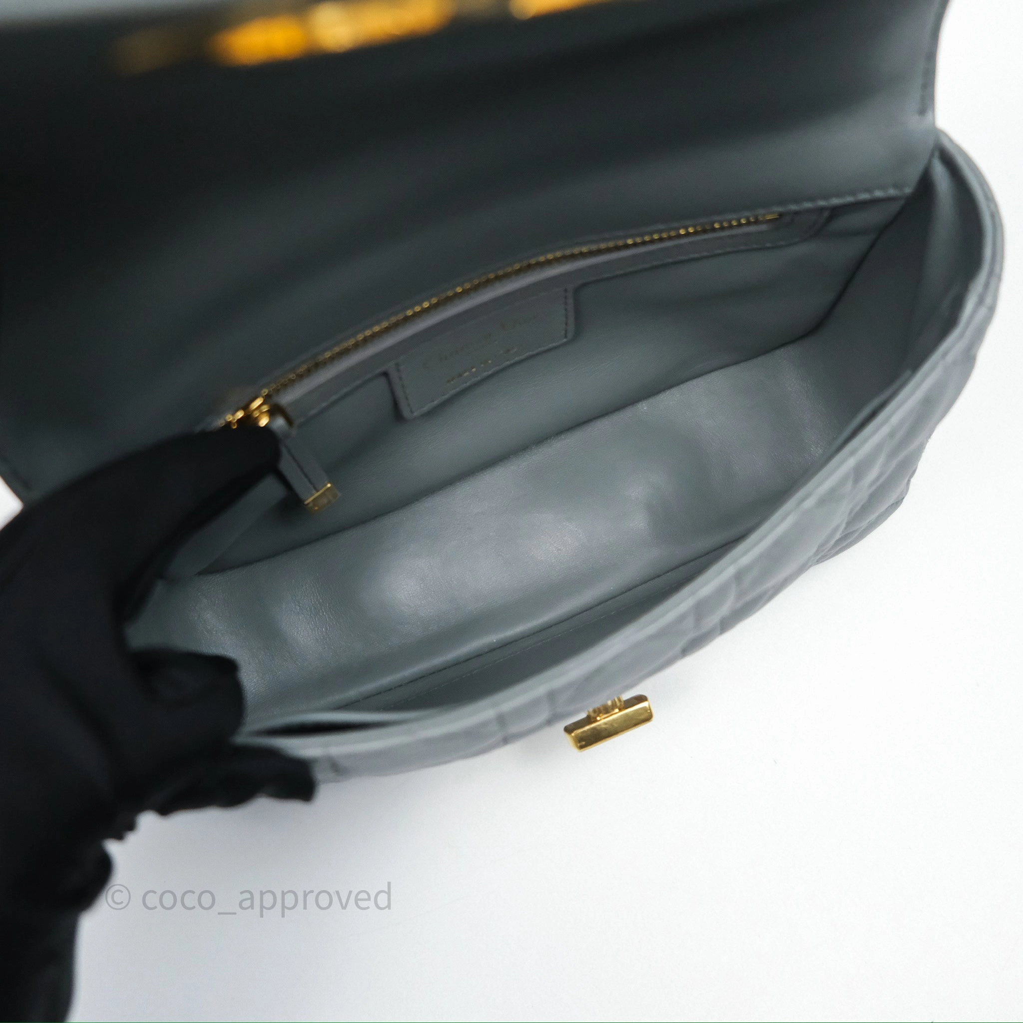 Dior Small Caro Bag Grey Supple Cannage Calfskin