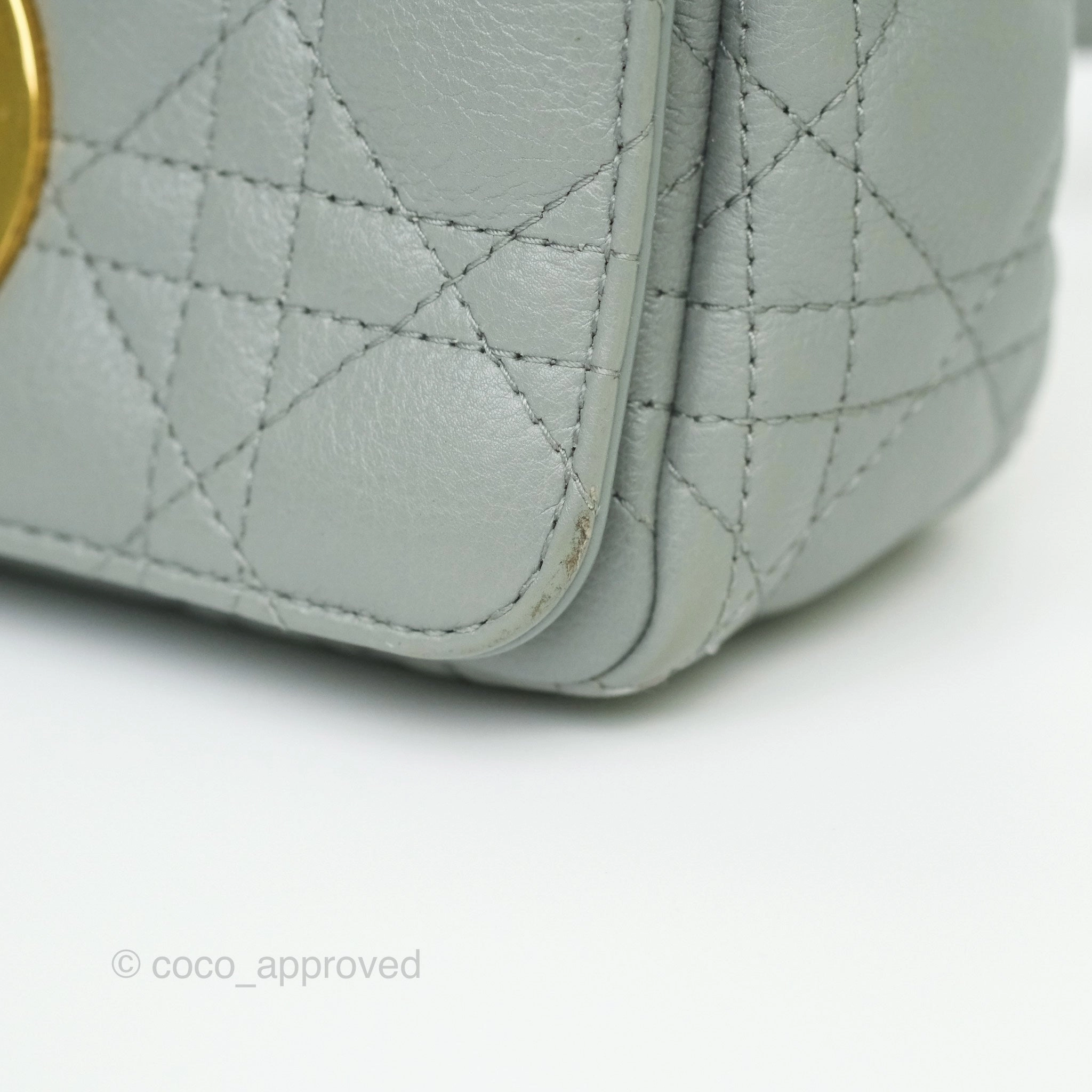 Dior Small Caro Bag Grey Supple Cannage Calfskin