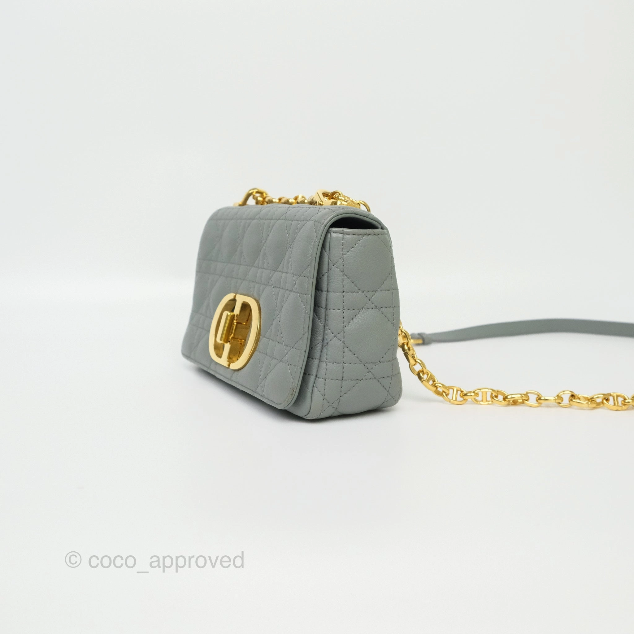 Dior Small Caro Bag Grey Supple Cannage Calfskin