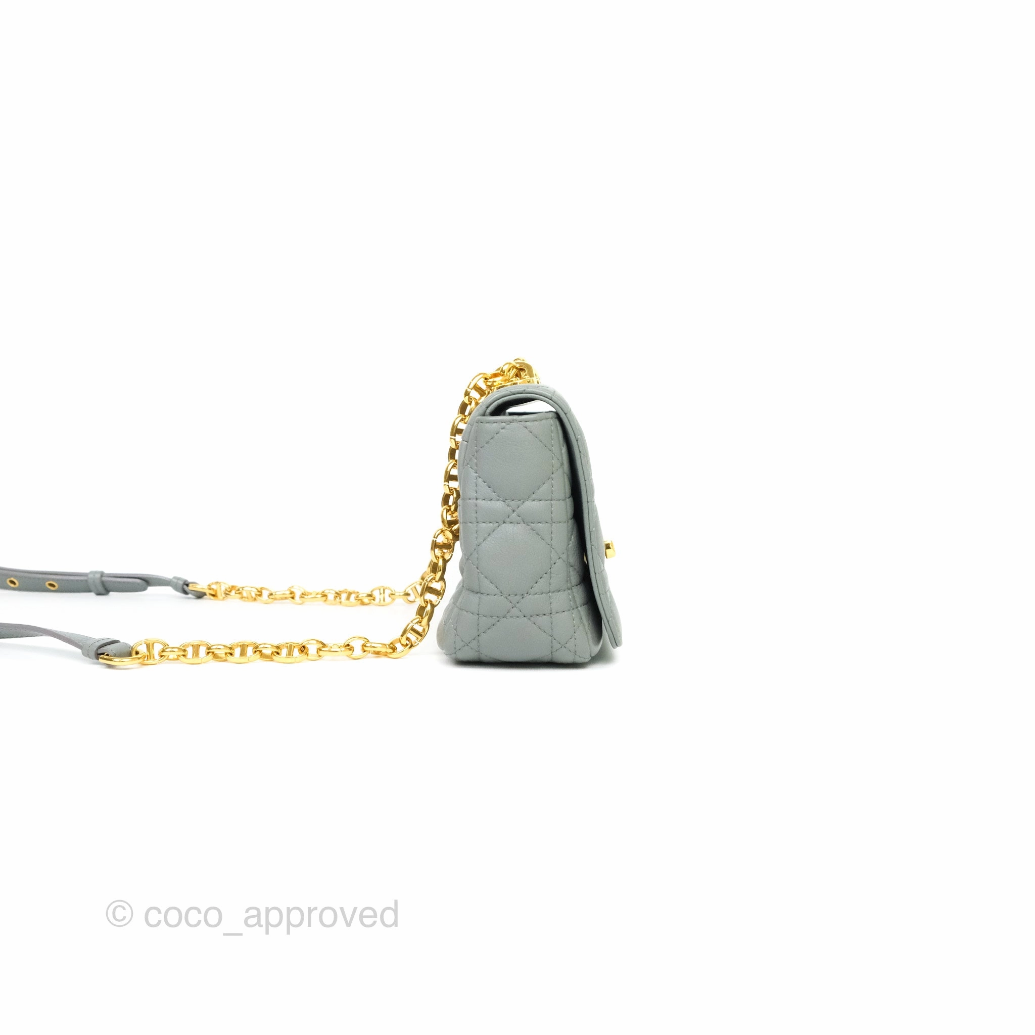 Dior Small Caro Bag Grey Supple Cannage Calfskin