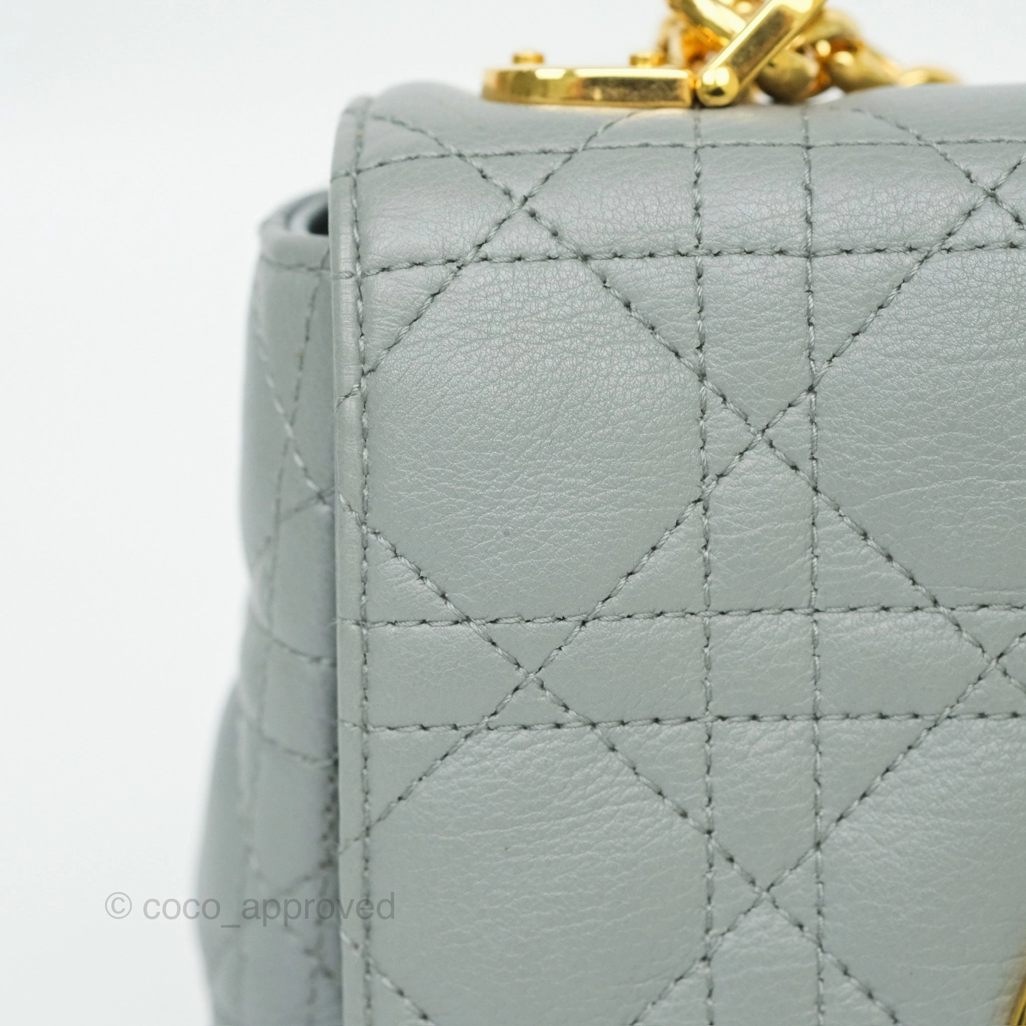 Dior Small Caro Bag Grey Supple Cannage Calfskin