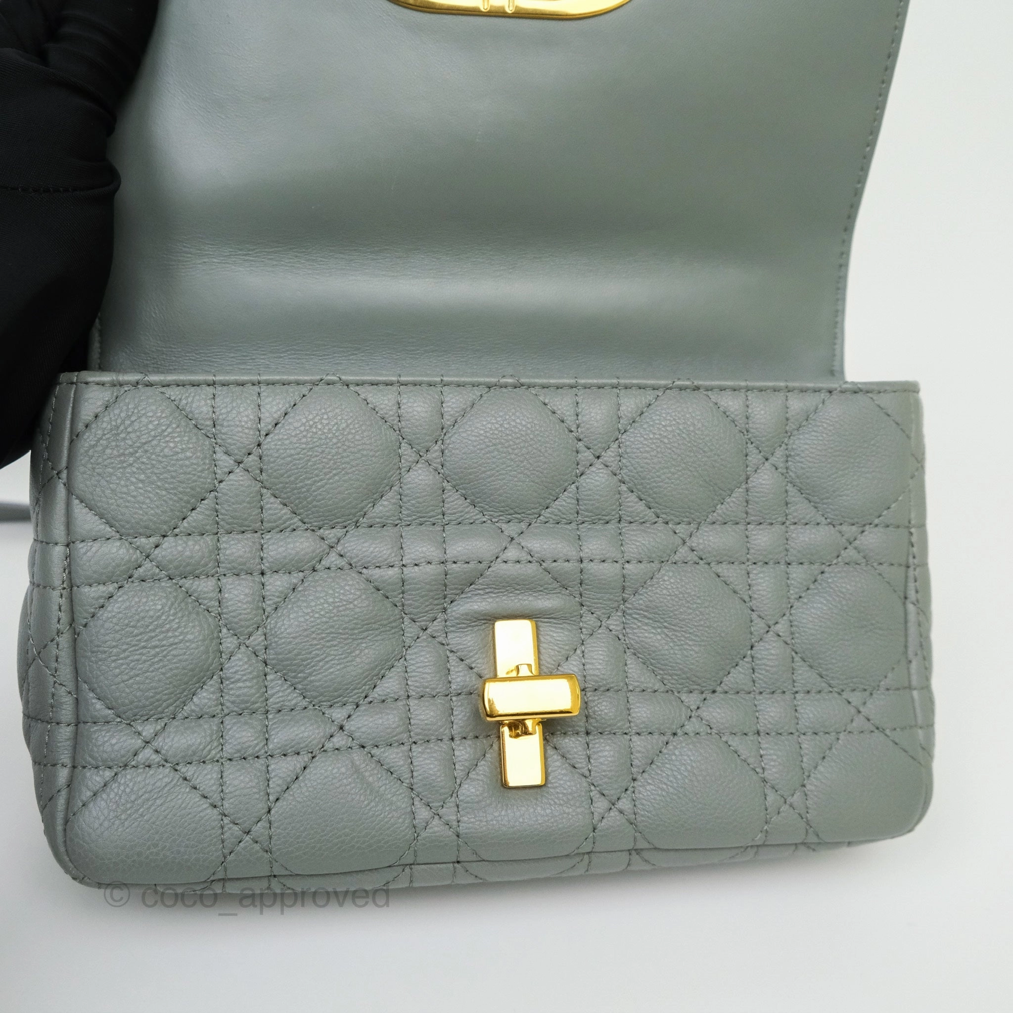 Dior Small Caro Bag Grey Supple Cannage Calfskin