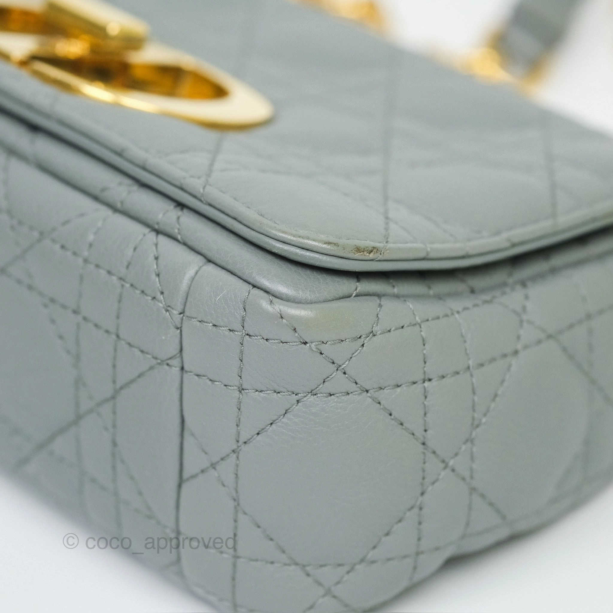 Dior Small Caro Bag Grey Supple Cannage Calfskin