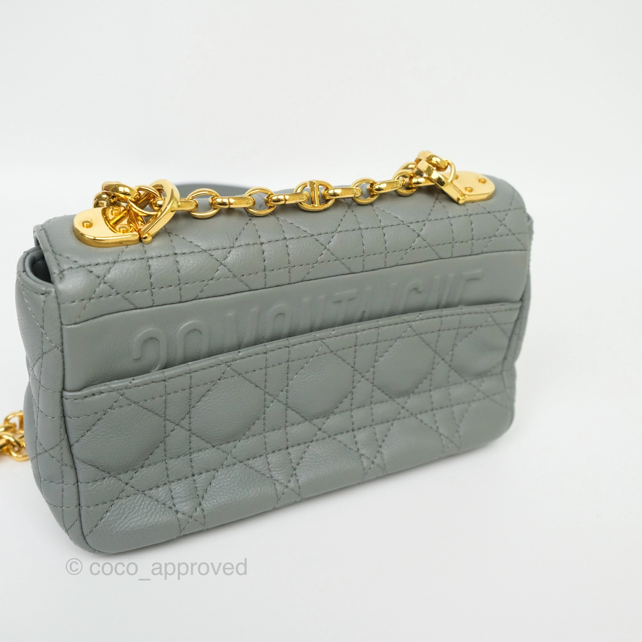 Dior Small Caro Bag Grey Supple Cannage Calfskin