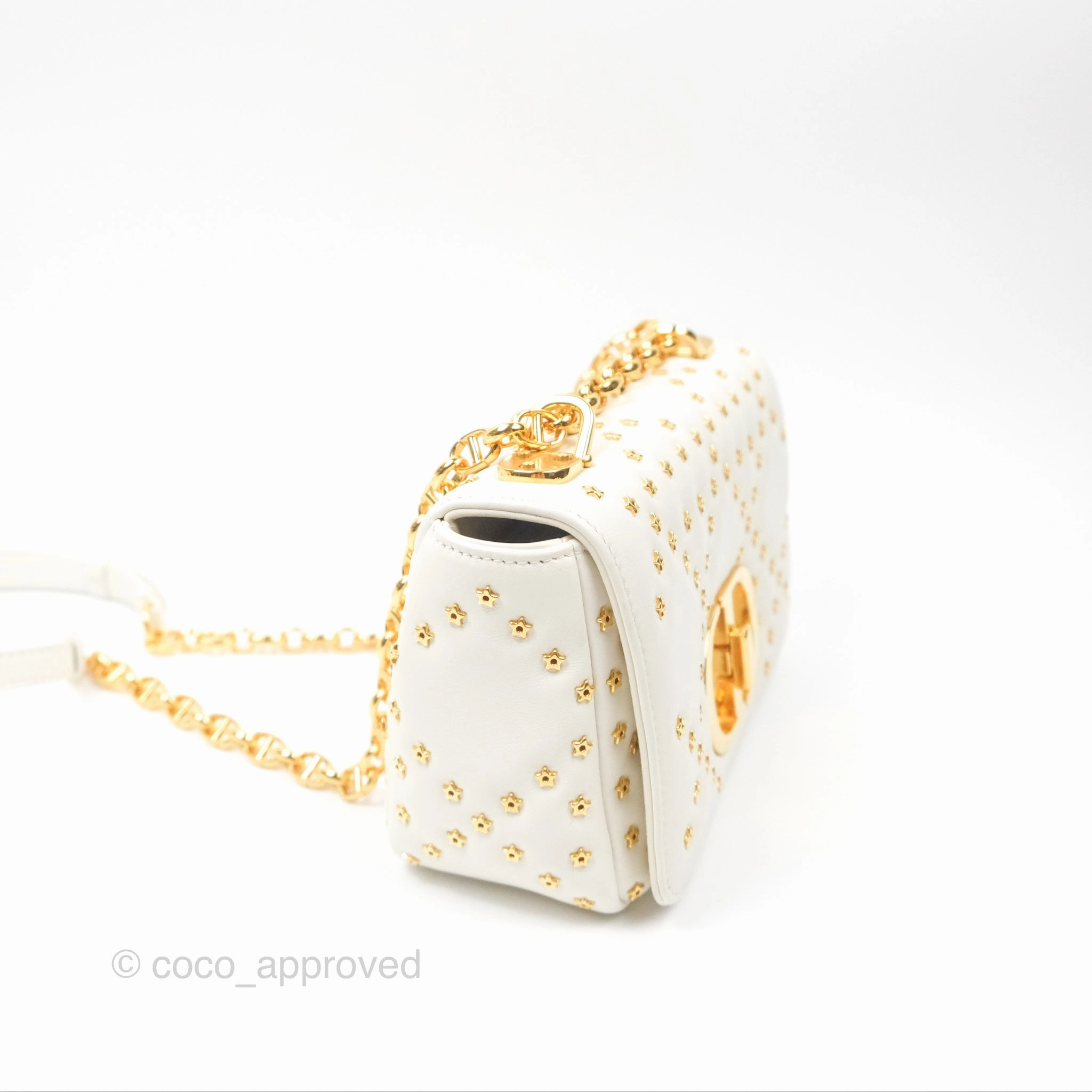 Dior Small Caro Bag Latte Lucky Star White Cannage Lambskin