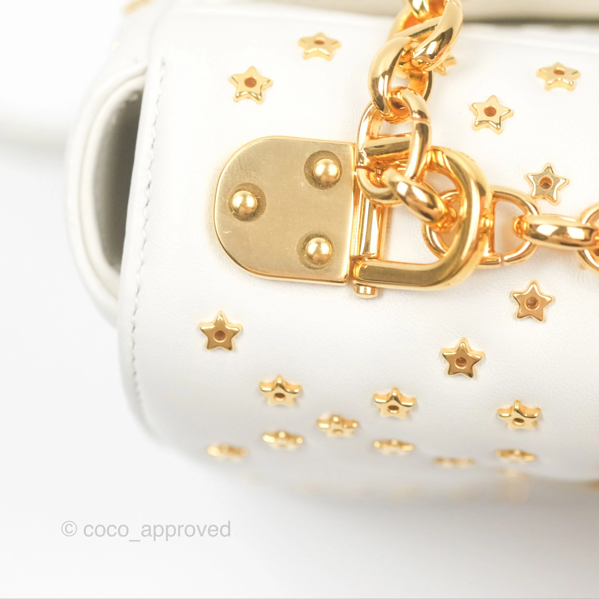 Dior Small Caro Bag Latte Lucky Star White Cannage Lambskin