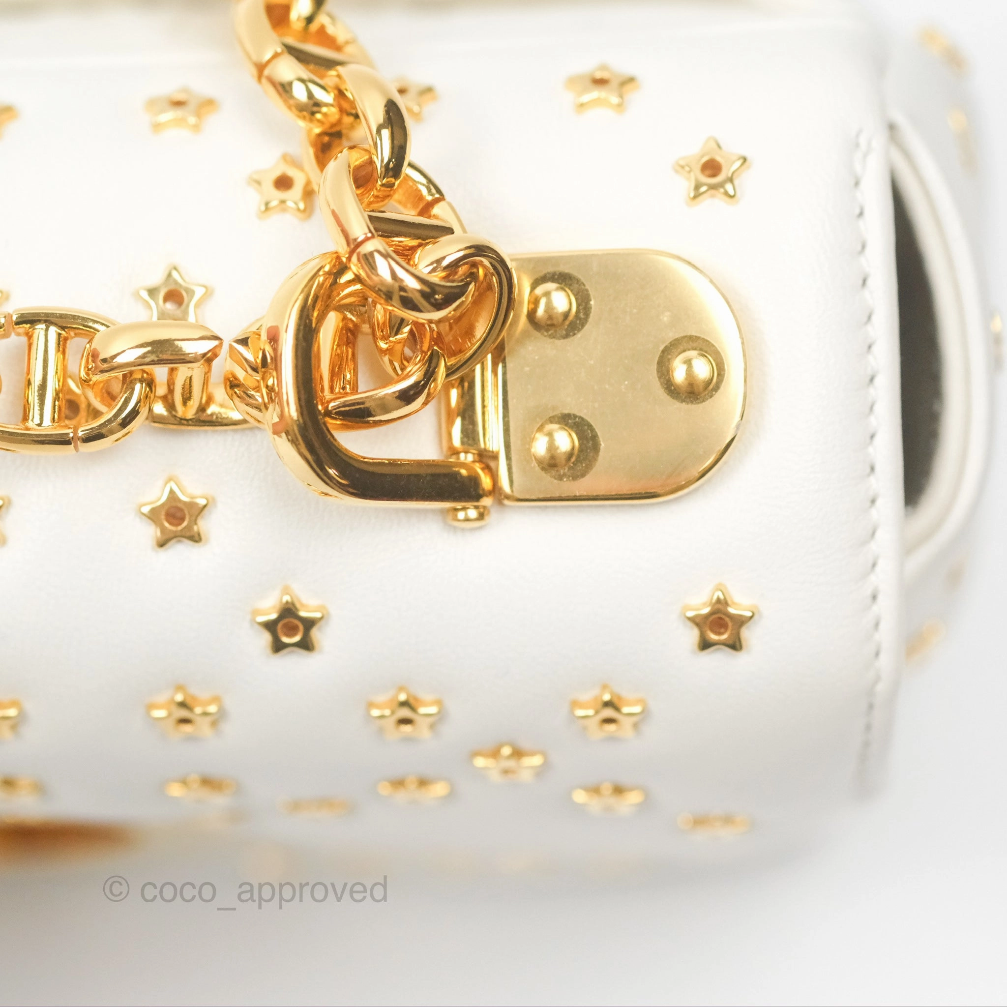 Dior Small Caro Bag Latte Lucky Star White Cannage Lambskin