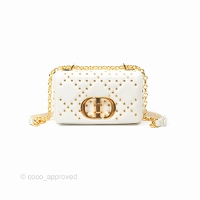 Dior Small Caro Bag Latte Lucky Star White Cannage Lambskin