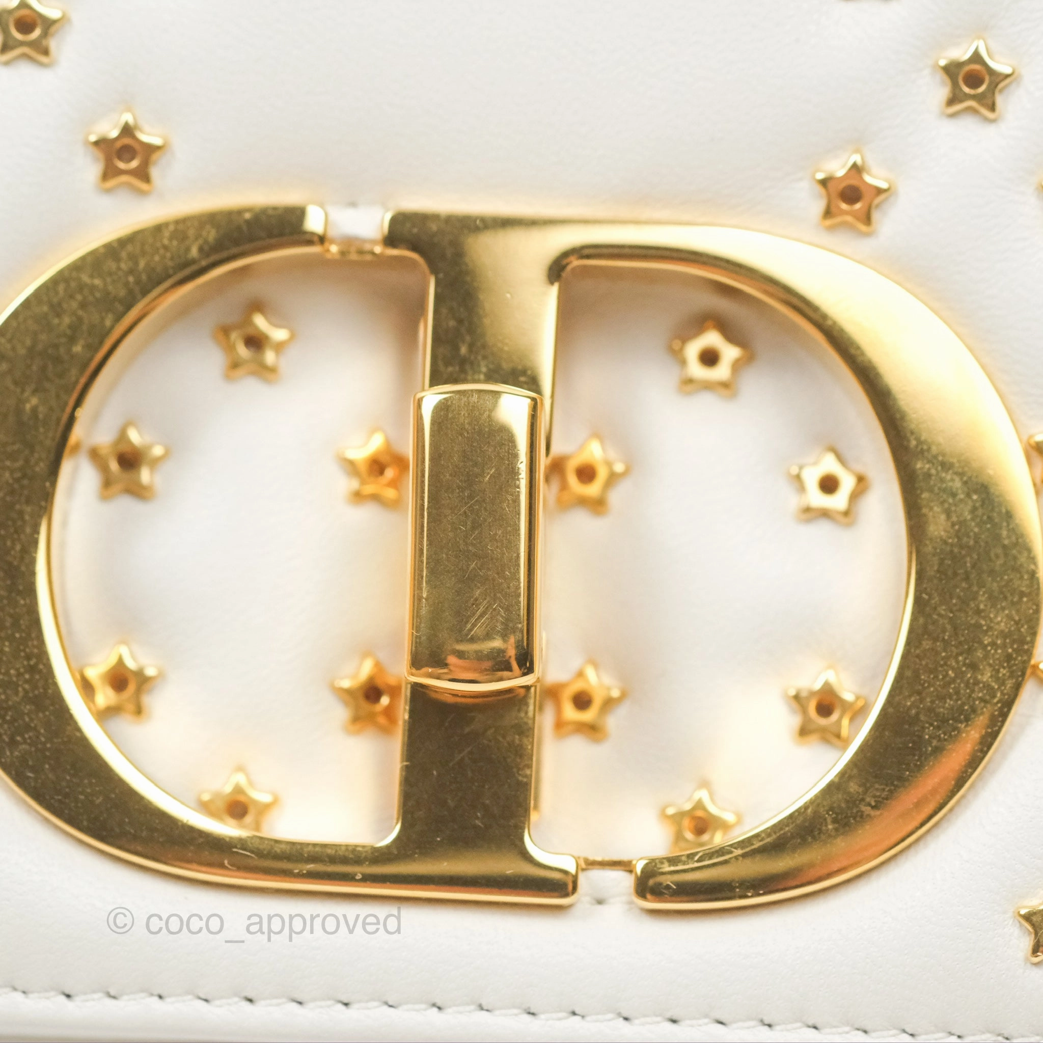 Dior Small Caro Bag Latte Lucky Star White Cannage Lambskin