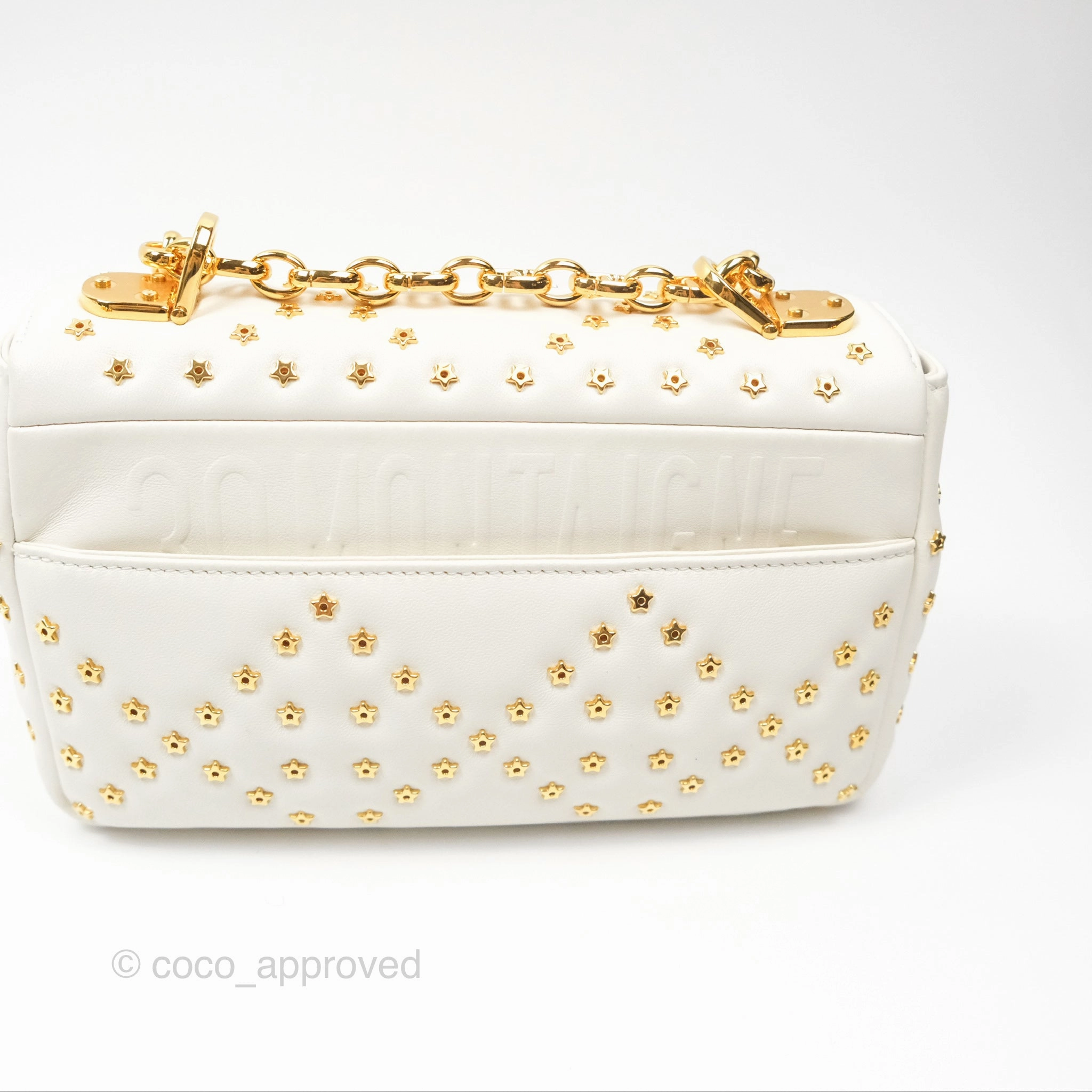 Dior Small Caro Bag Latte Lucky Star White Cannage Lambskin