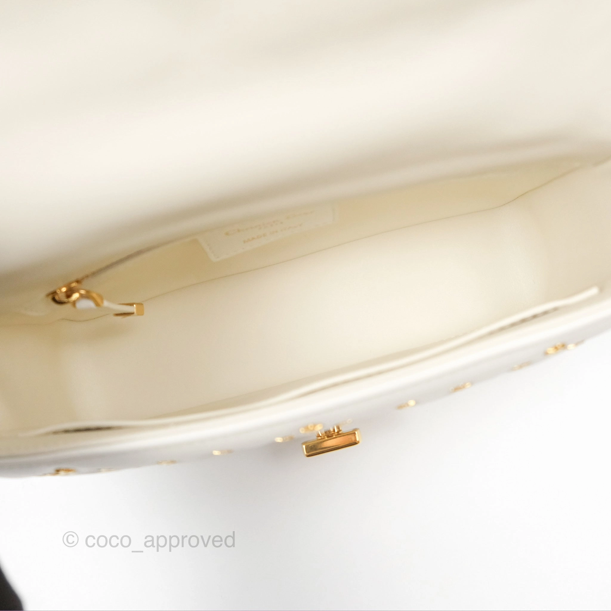 Dior Small Caro Bag Latte Lucky Star White Cannage Lambskin