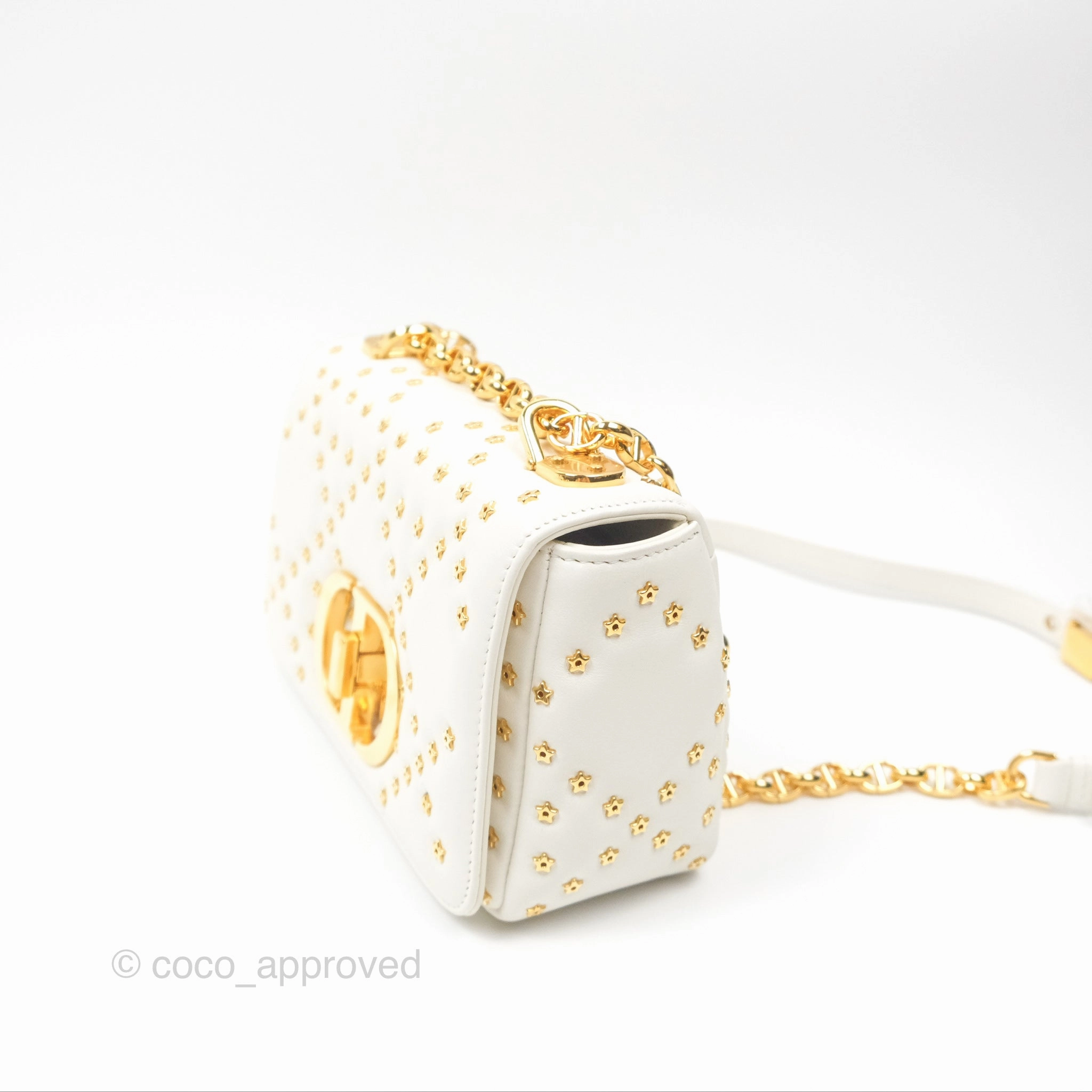 Dior Small Caro Bag Latte Lucky Star White Cannage Lambskin