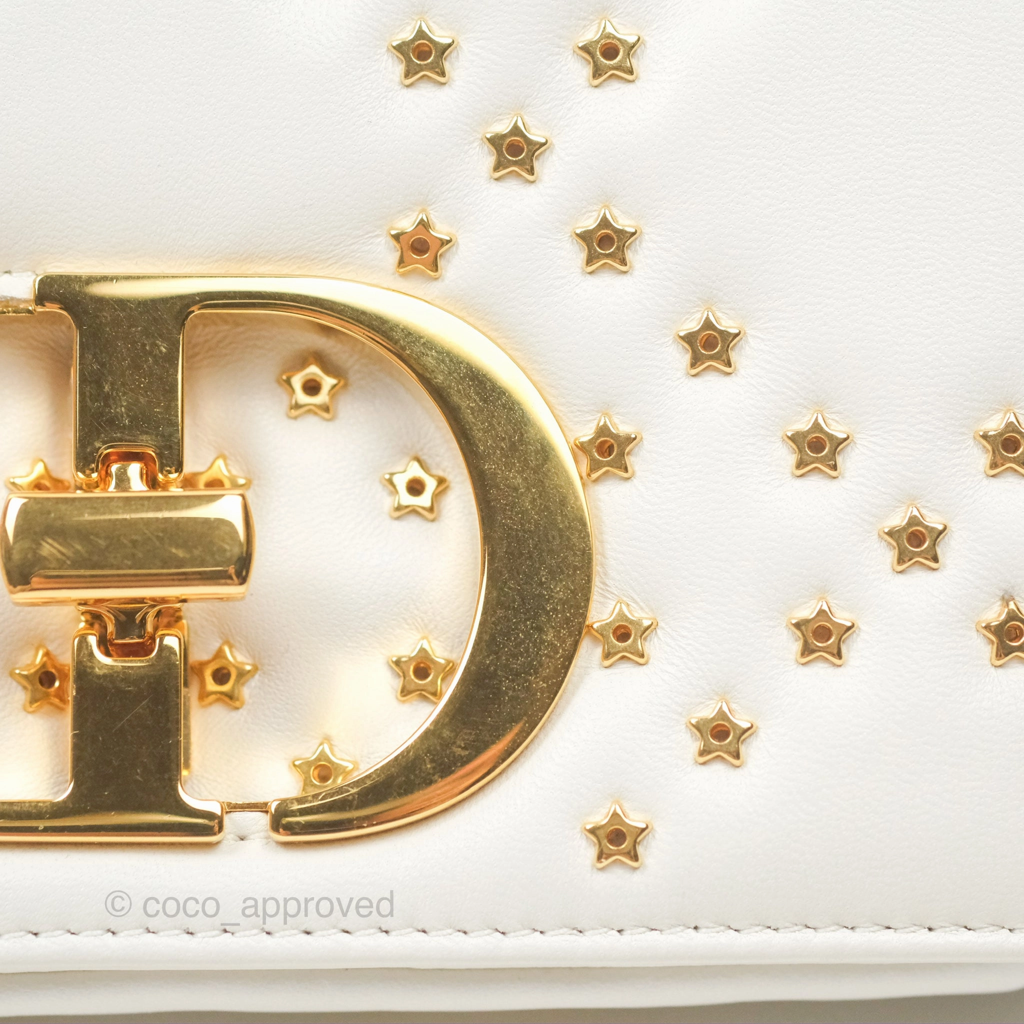 Dior Small Caro Bag Latte Lucky Star White Cannage Lambskin