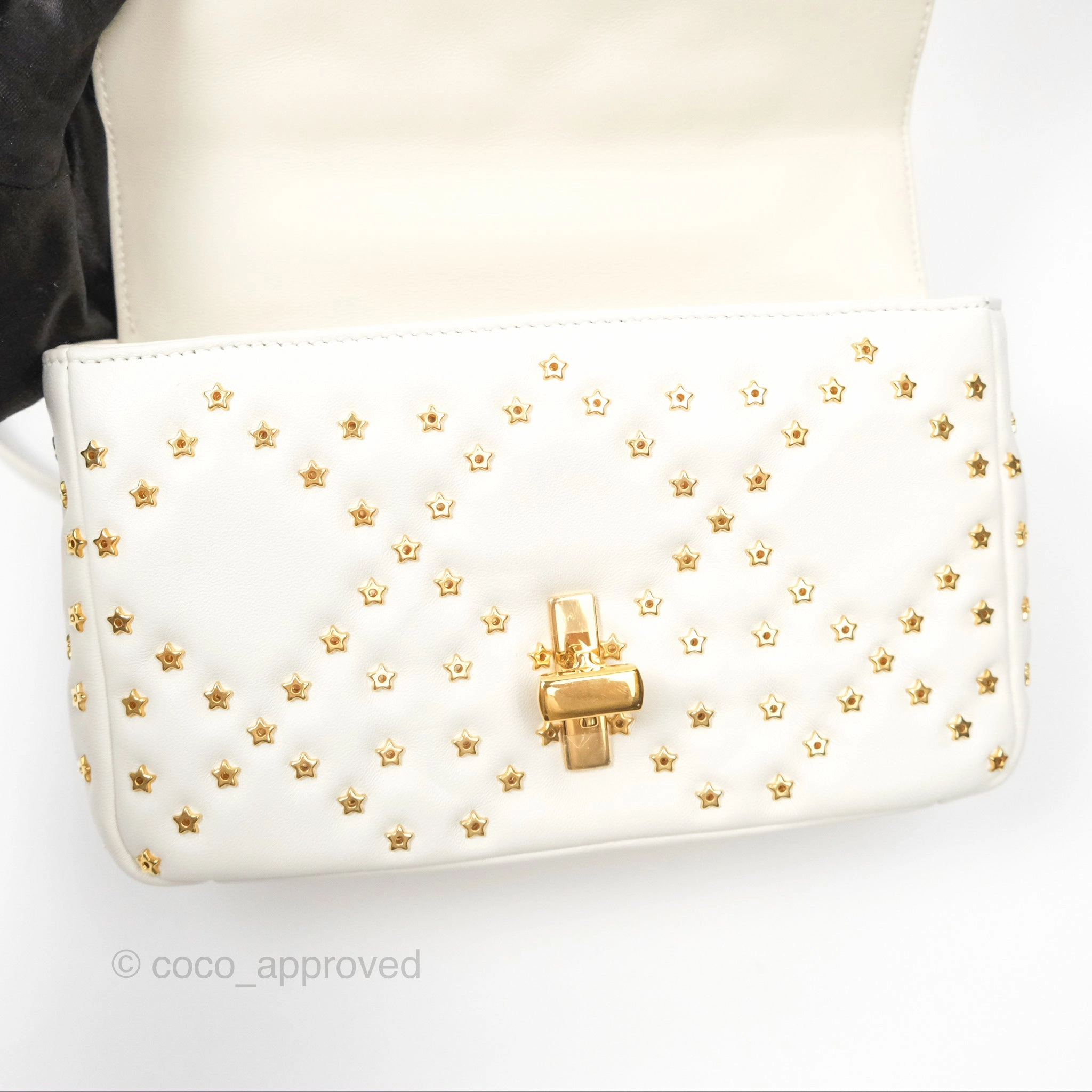 Dior Small Caro Bag Latte Lucky Star White Cannage Lambskin