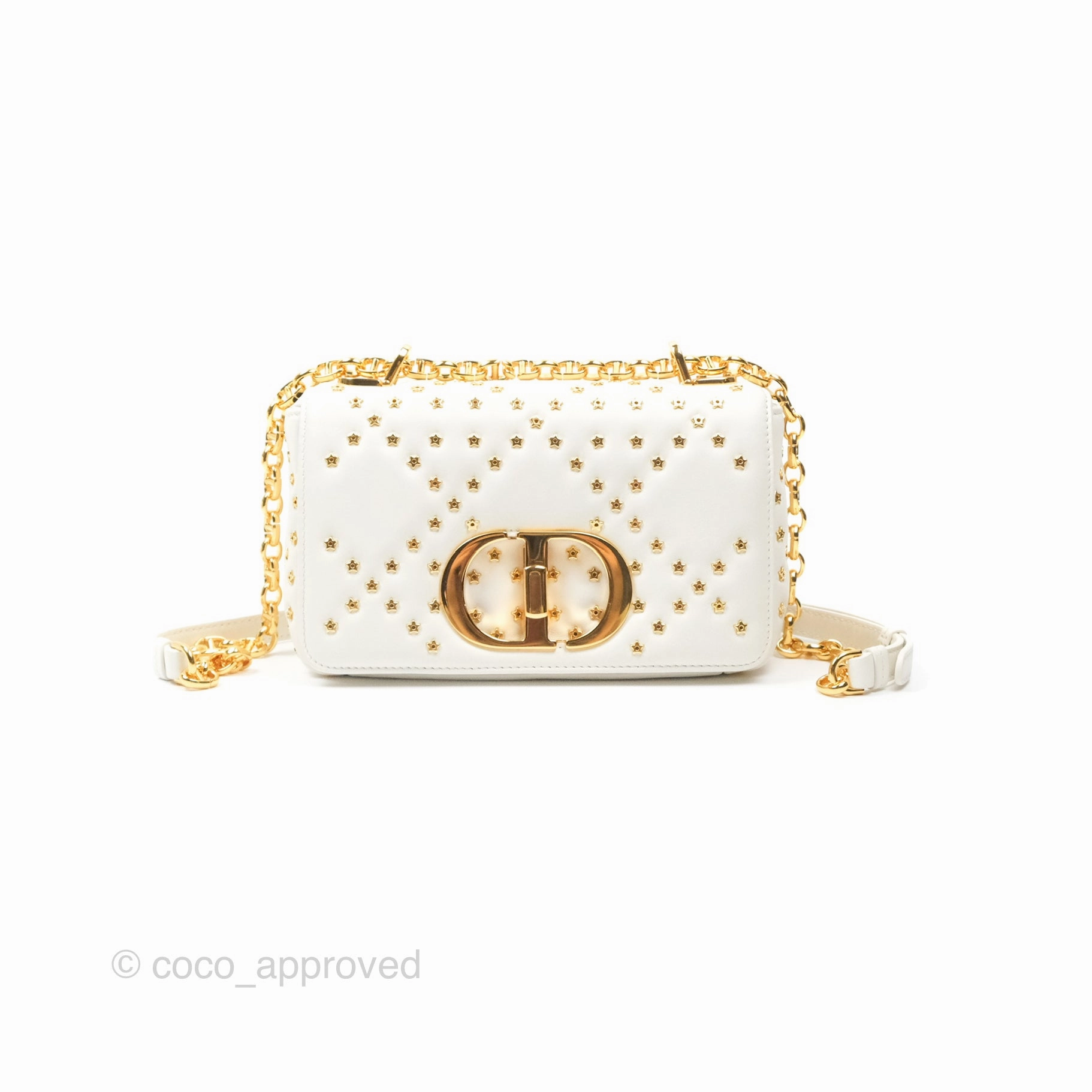 Dior Small Caro Bag Latte Lucky Star White Cannage Lambskin