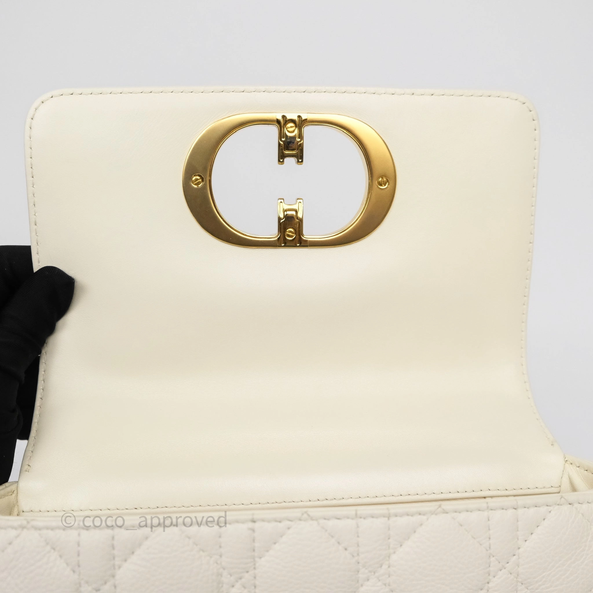 Dior Small Caro Bag Latte Supple Cannage Calfskin