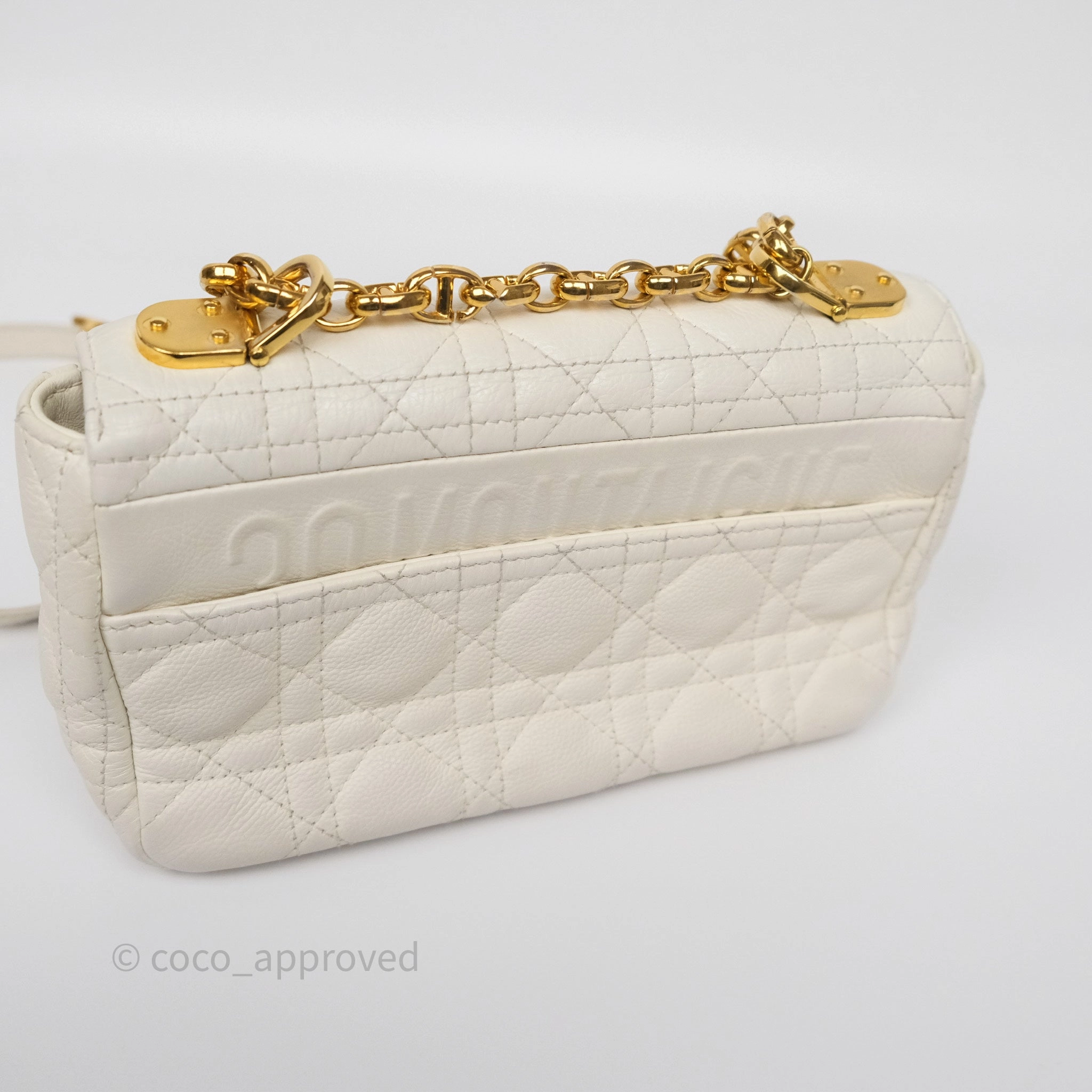 Dior Small Caro Bag Latte Supple Cannage Calfskin