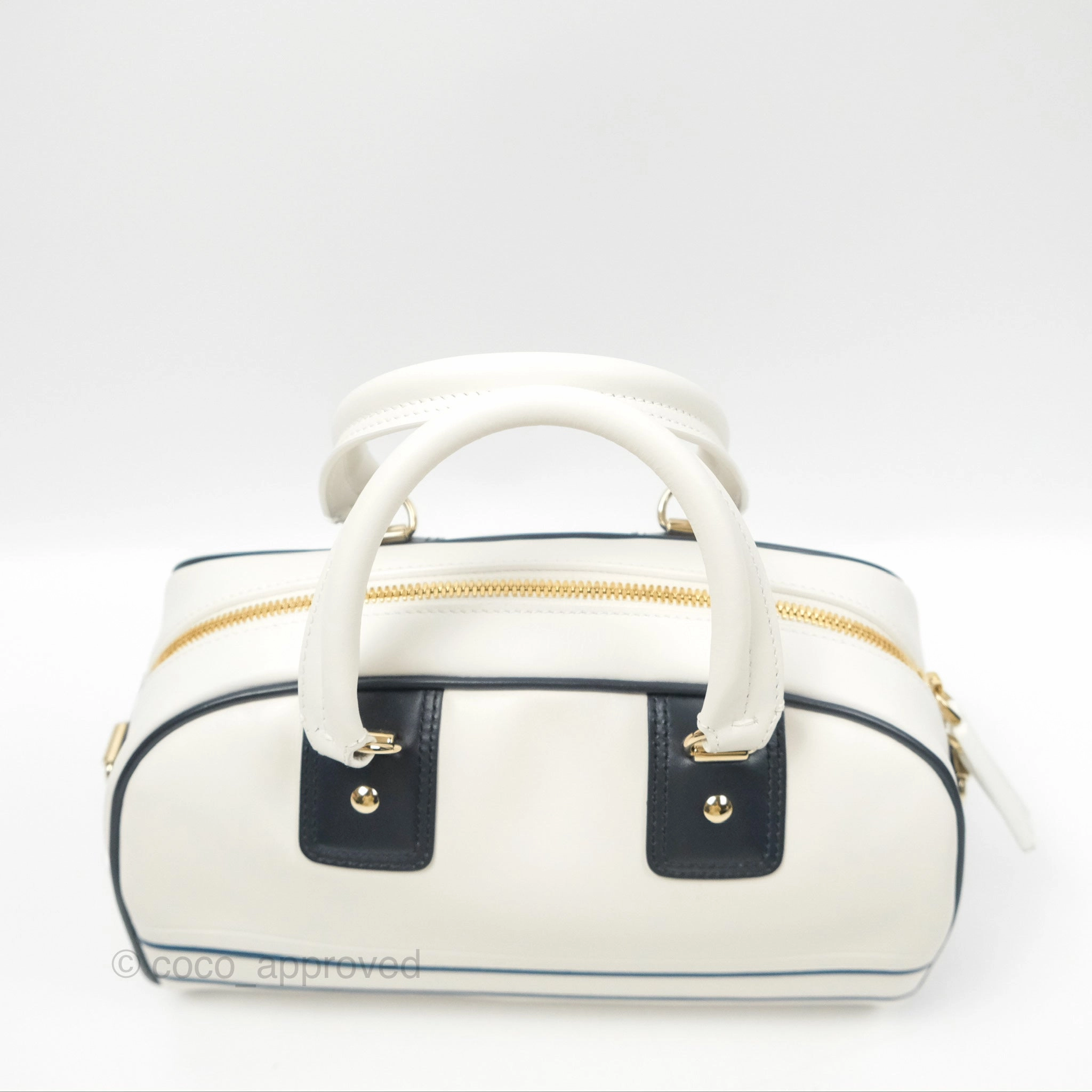 Dior Small Dior Vibe Zip Bowling Bag White Navy