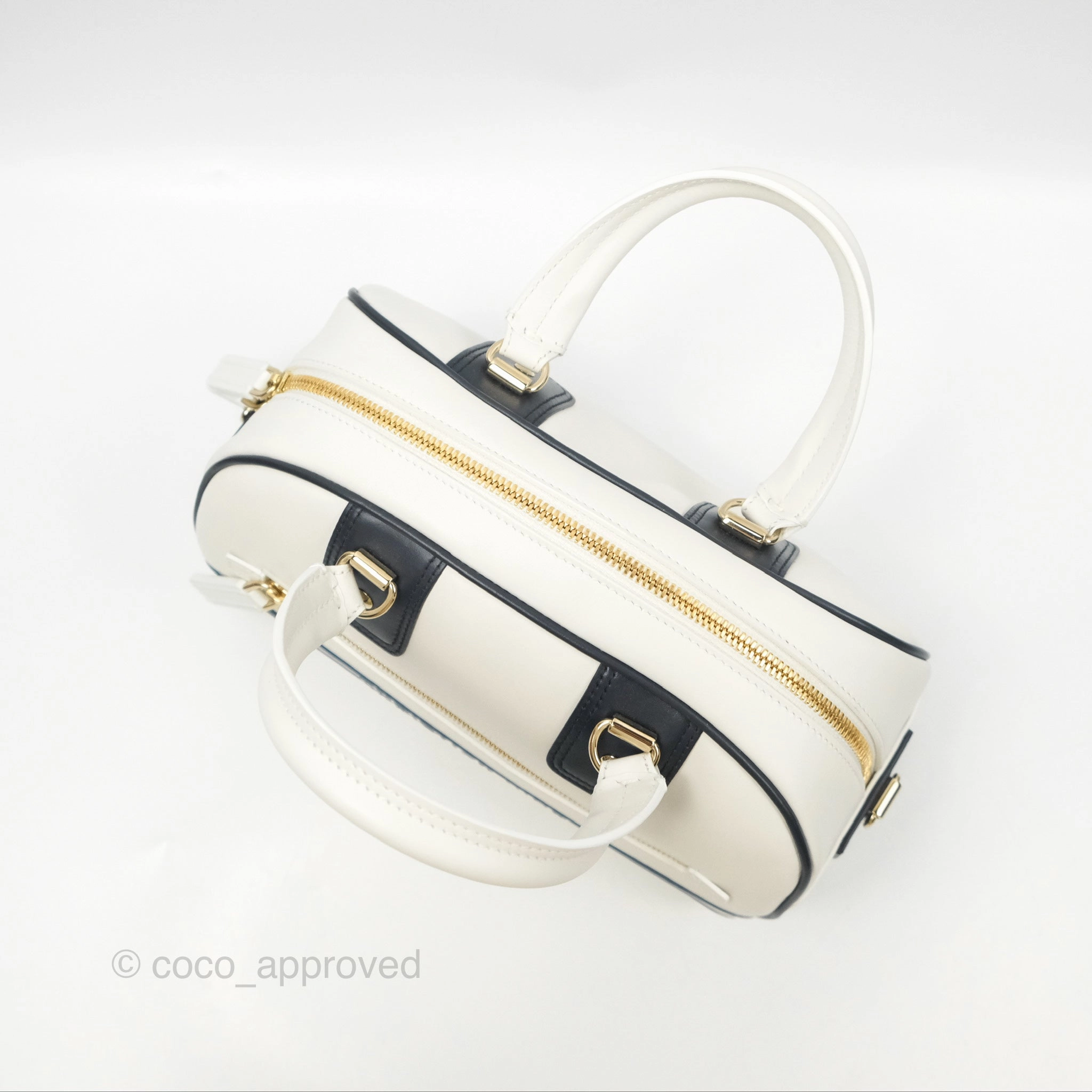 Dior Small Dior Vibe Zip Bowling Bag White Navy