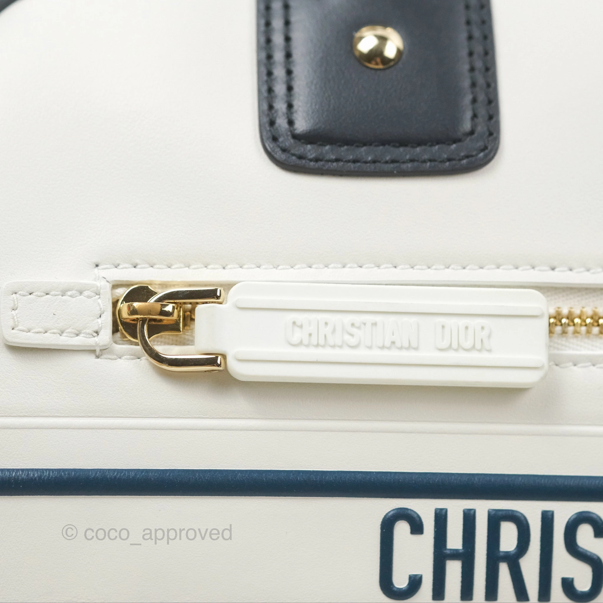 Dior Small Dior Vibe Zip Bowling Bag White Navy