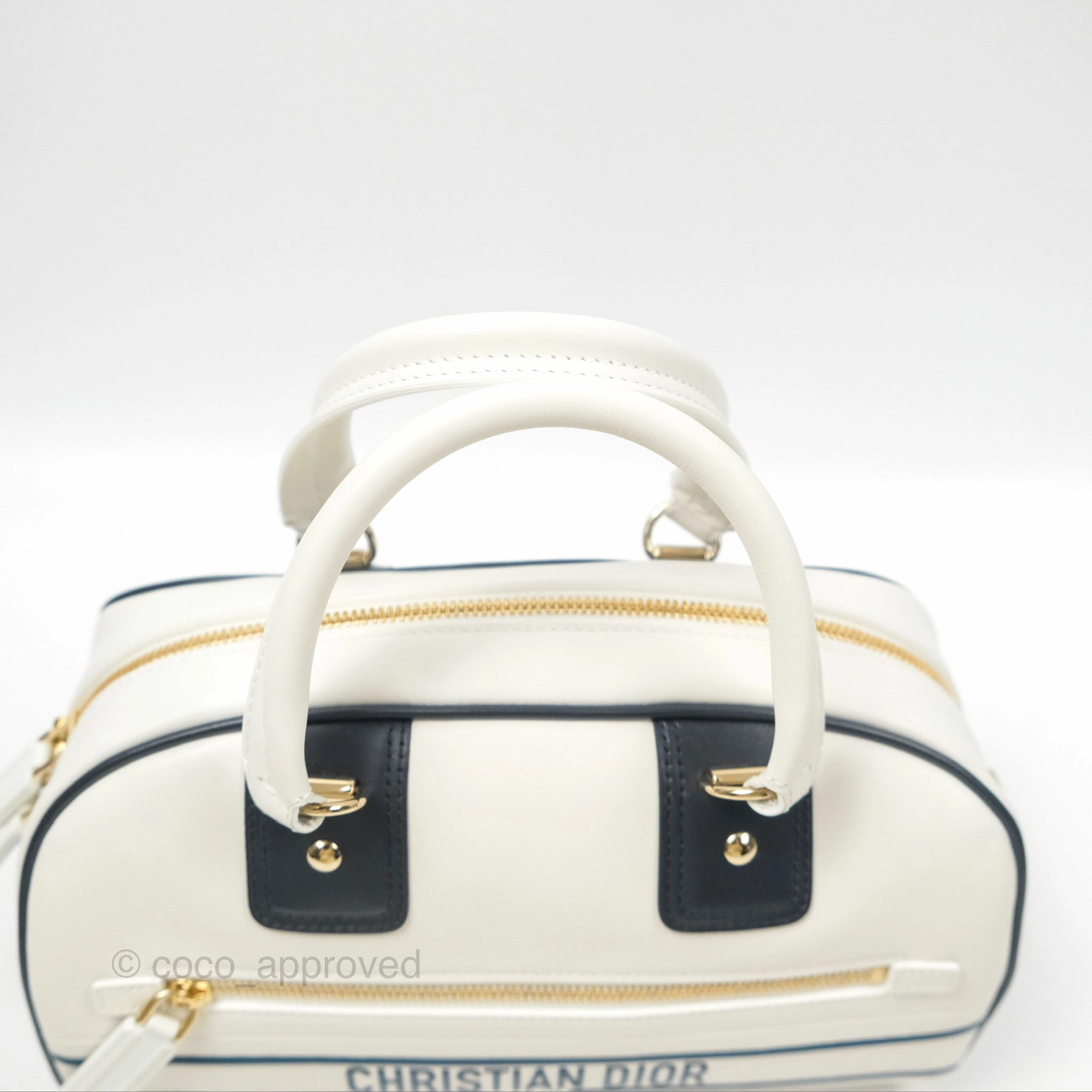 Dior Small Dior Vibe Zip Bowling Bag White Navy