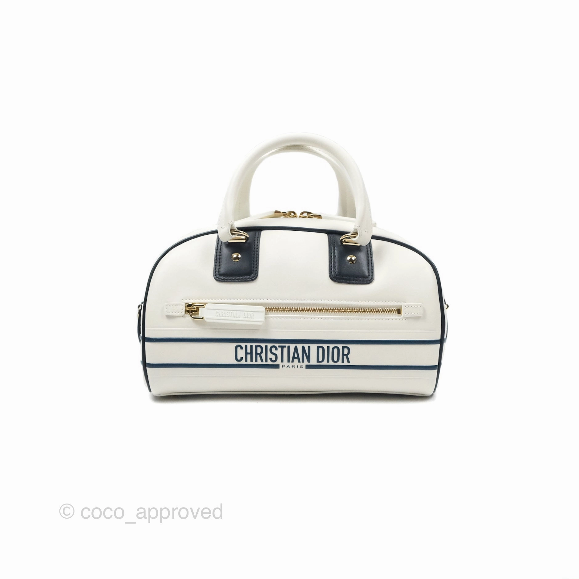 Dior Small Dior Vibe Zip Bowling Bag White Navy