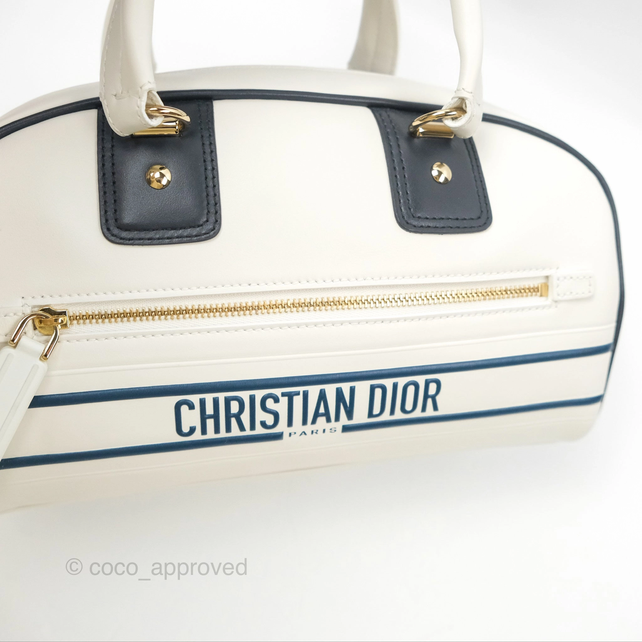 Dior Small Dior Vibe Zip Bowling Bag White Navy