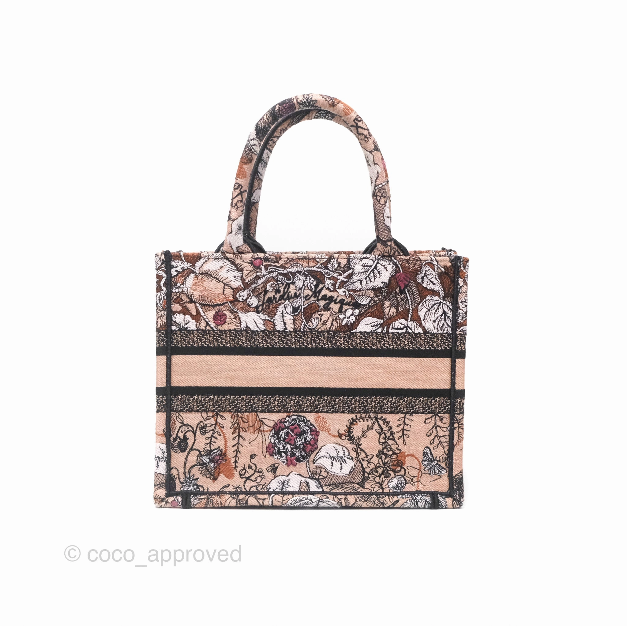 Dior Small Jardin Magique Book Tote Embroidered Power Pink Canvas