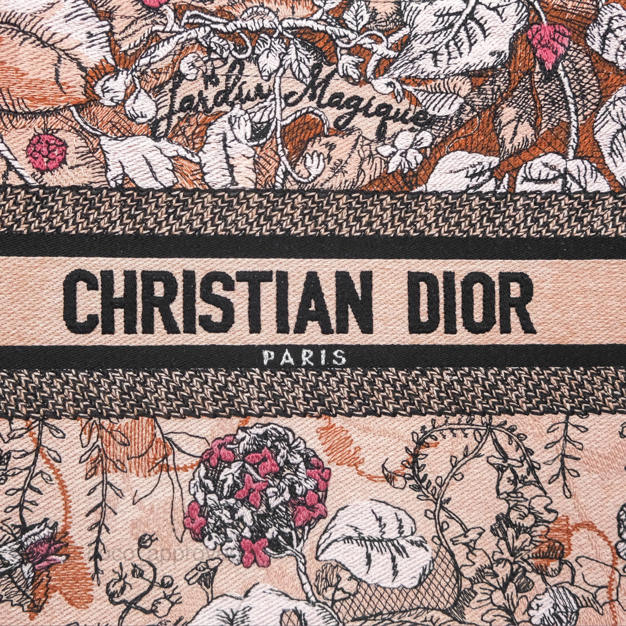 Dior Small Jardin Magique Book Tote Embroidered Power Pink Canvas