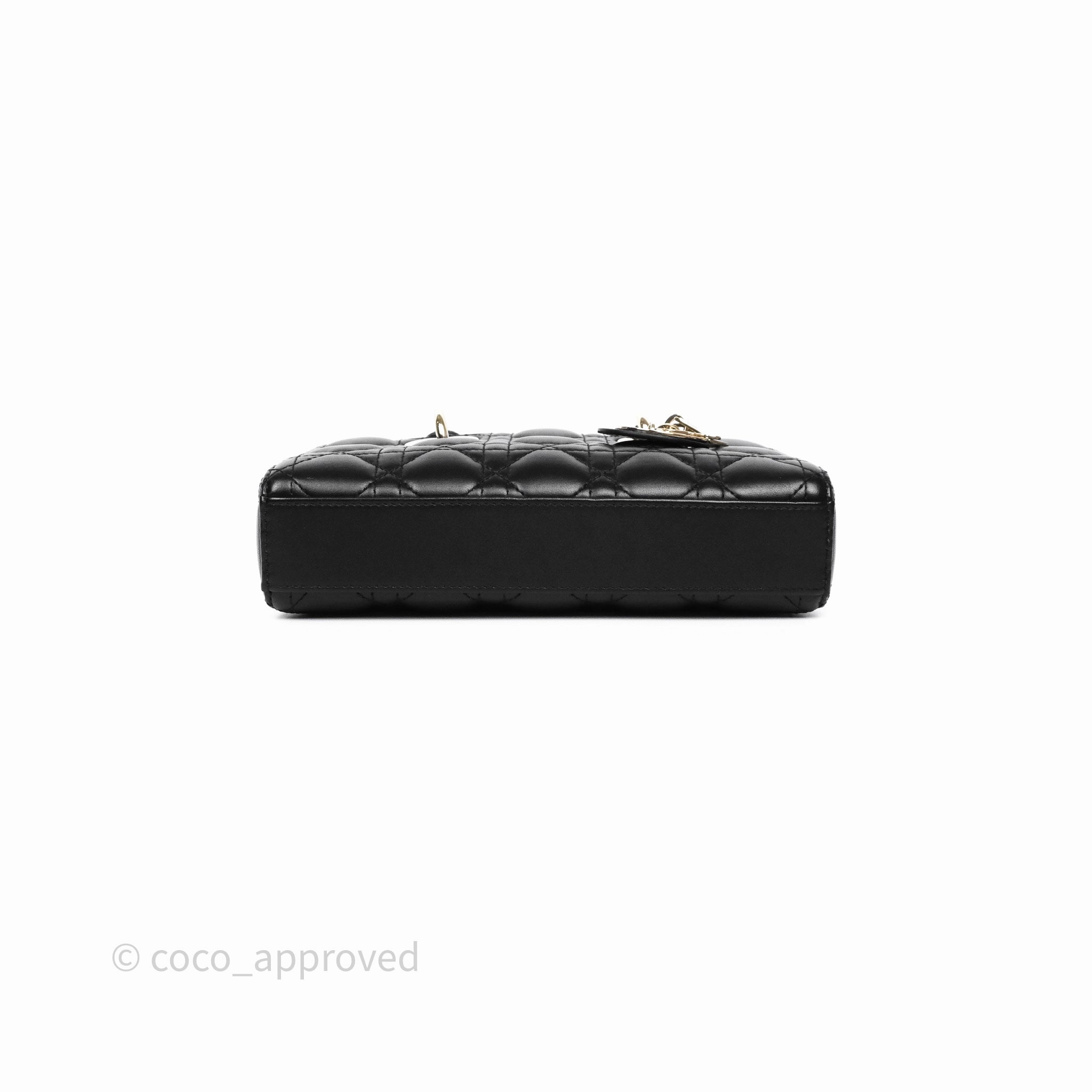 Dior Small Lady D-Joy Bag Black Lambskin Cannage Gold Hardware
