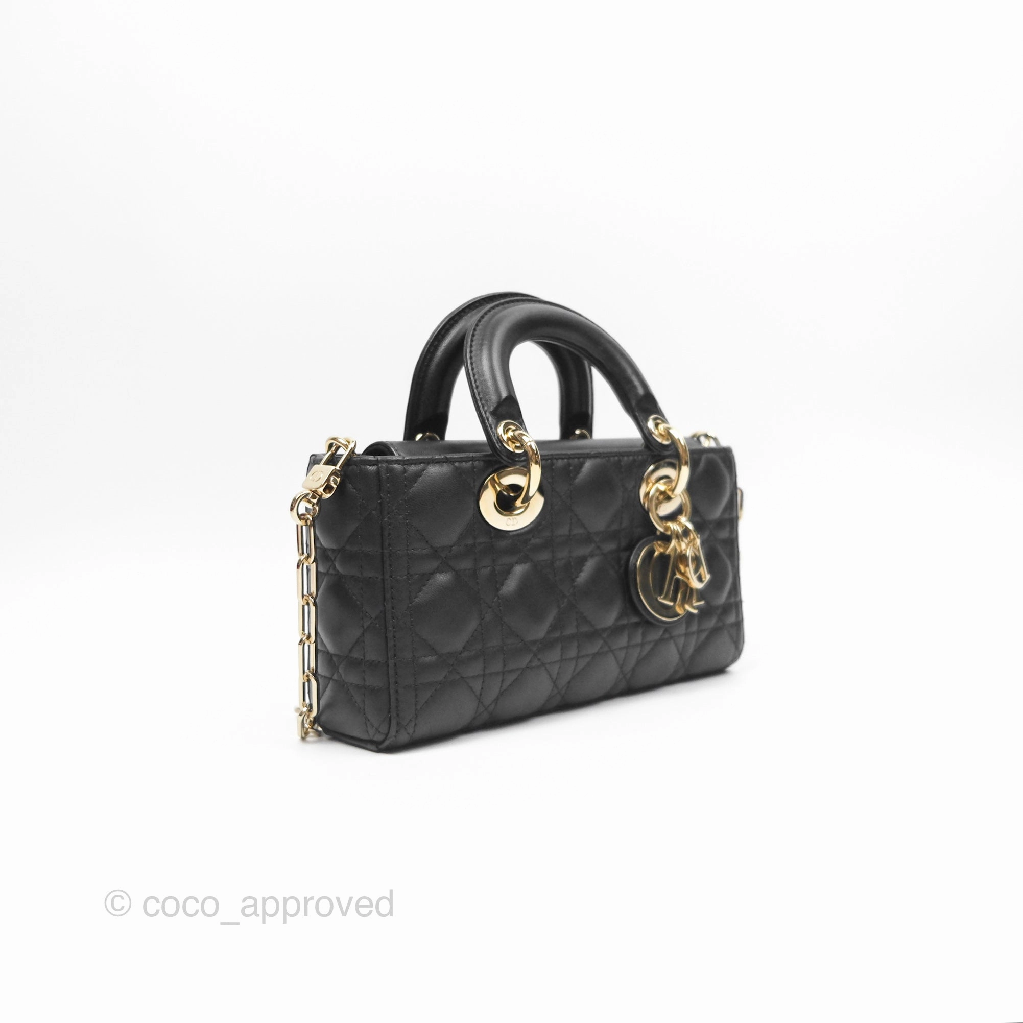 Dior Small Lady D-Joy Bag Black Lambskin Cannage Gold Hardware