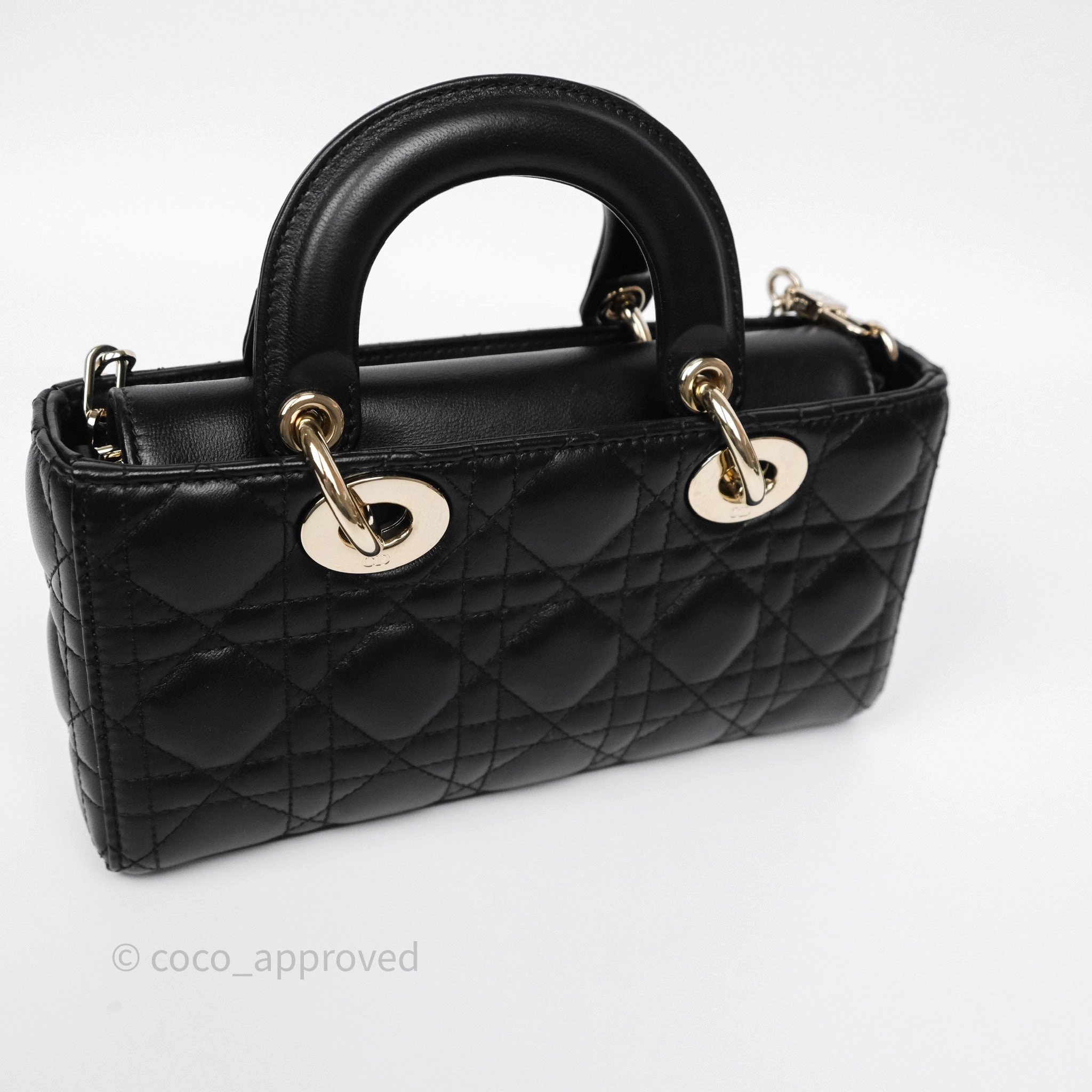 Dior Small Lady D-Joy Bag Black Lambskin Cannage Gold Hardware