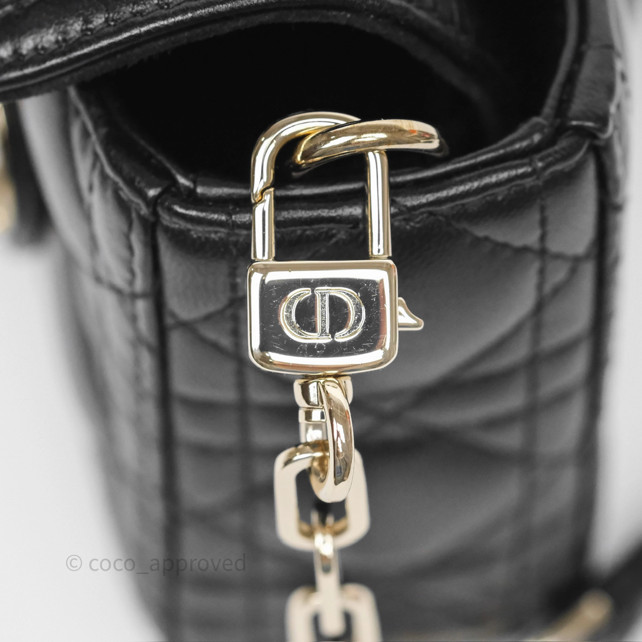 Dior Small Lady D-Joy Bag Black Lambskin Cannage Gold Hardware