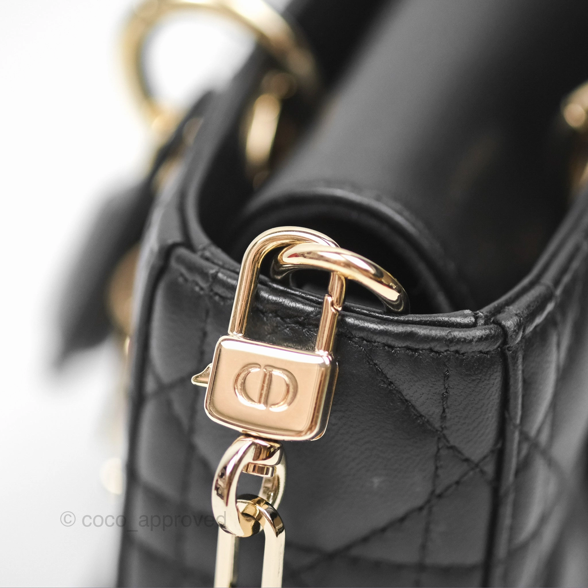 Dior Small Lady D-Joy Bag Black Lambskin Cannage Gold Hardware