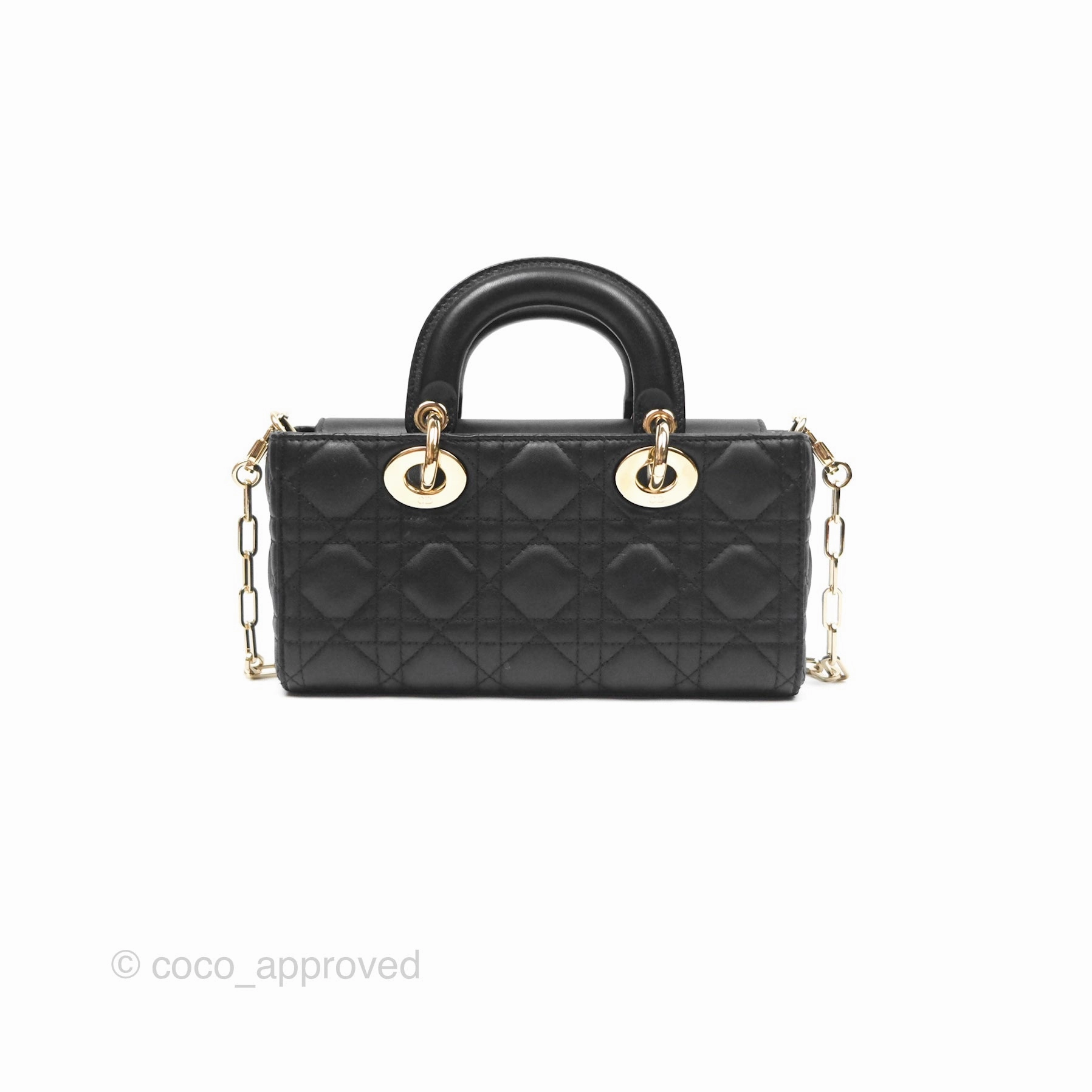 Dior Small Lady D-Joy Bag Black Lambskin Cannage Gold Hardware
