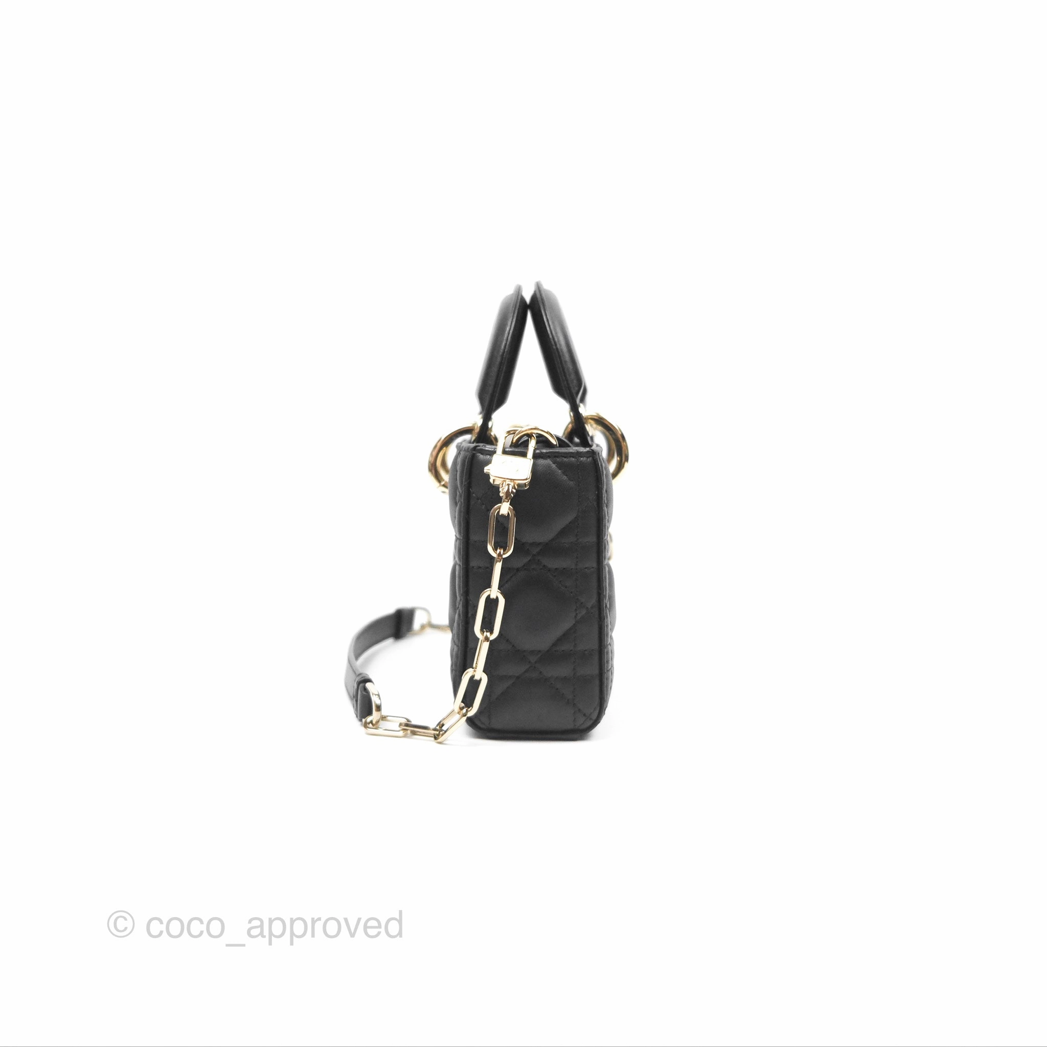 Dior Small Lady D-Joy Bag Black Lambskin Cannage Gold Hardware