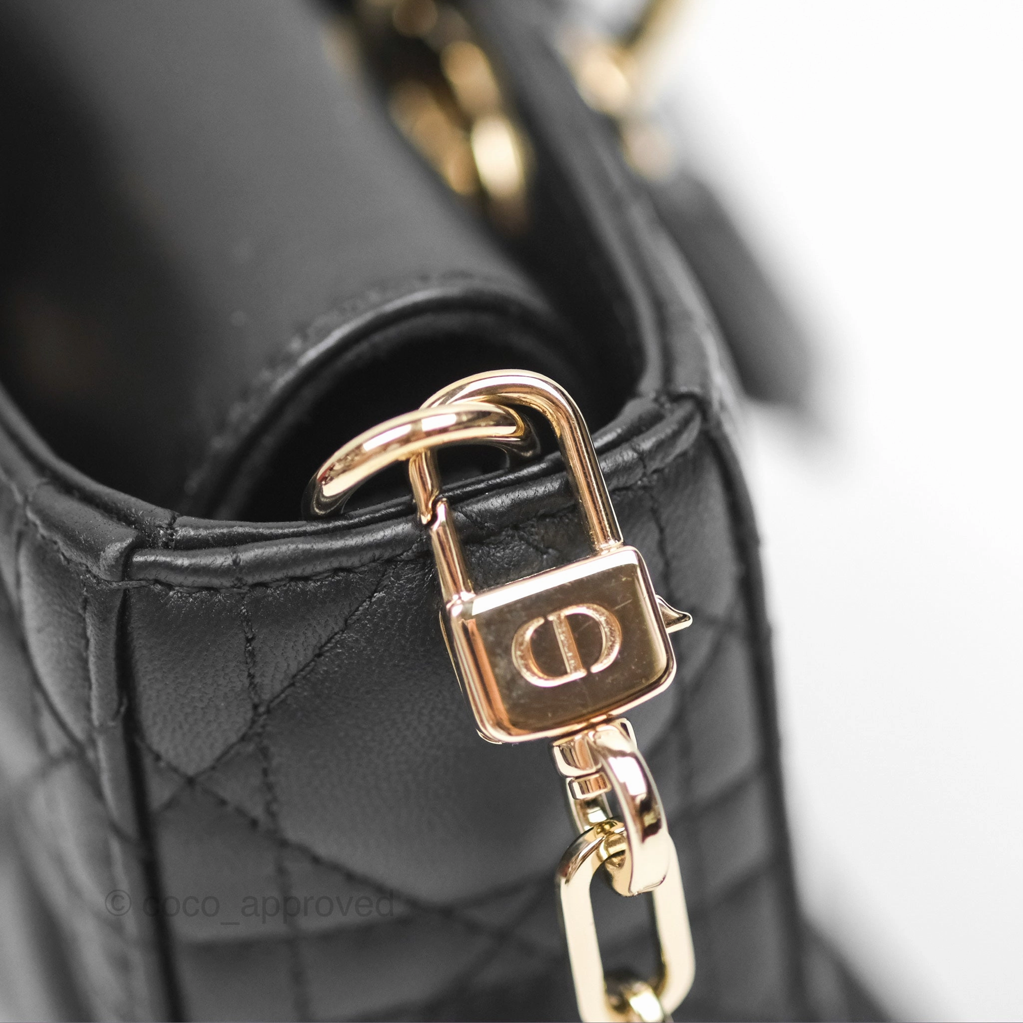 Dior Small Lady D-Joy Bag Black Lambskin Cannage Gold Hardware