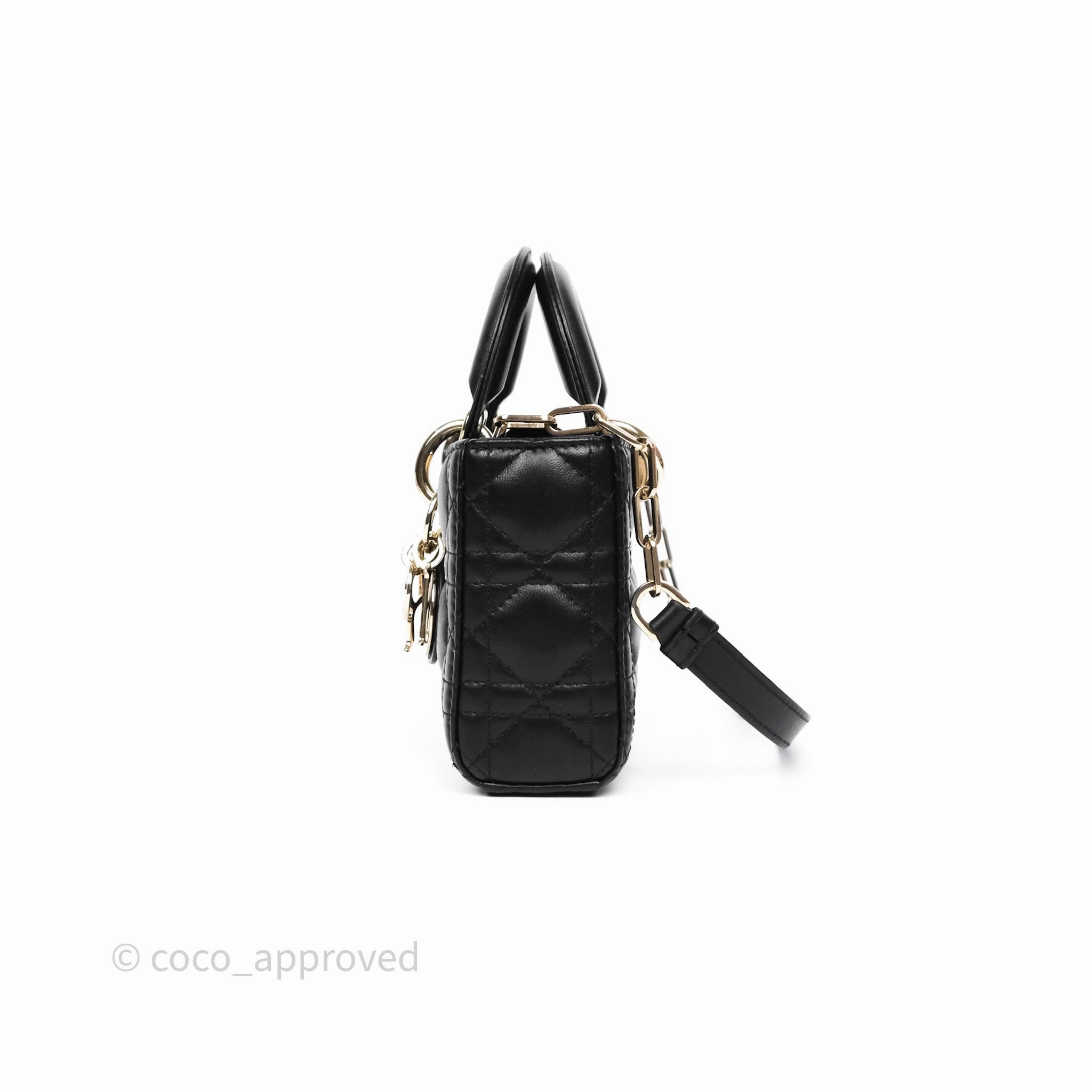 Dior Small Lady D-Joy Bag Black Lambskin Cannage Gold Hardware